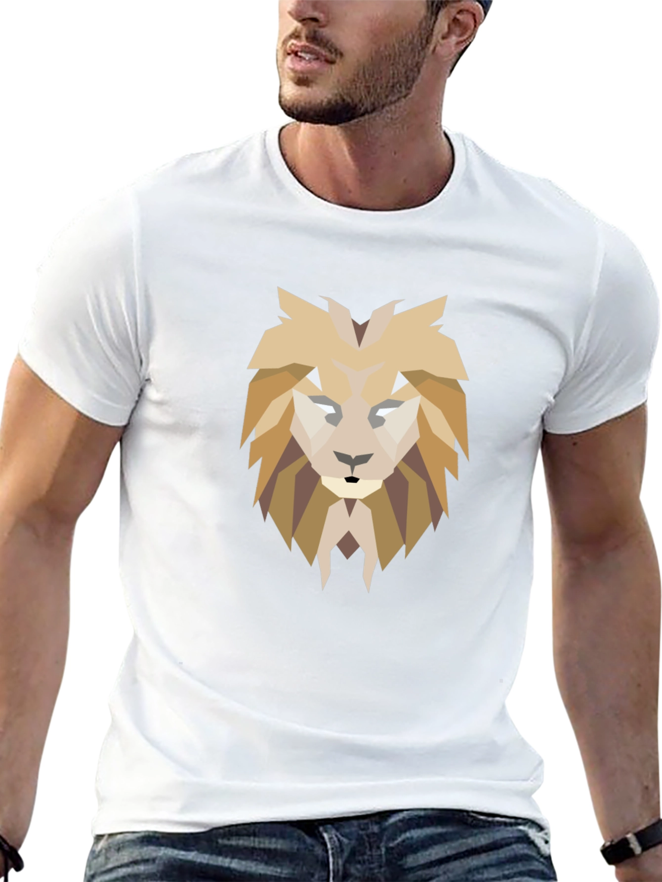 Geometric Lion Graphic Tee - Modern Style