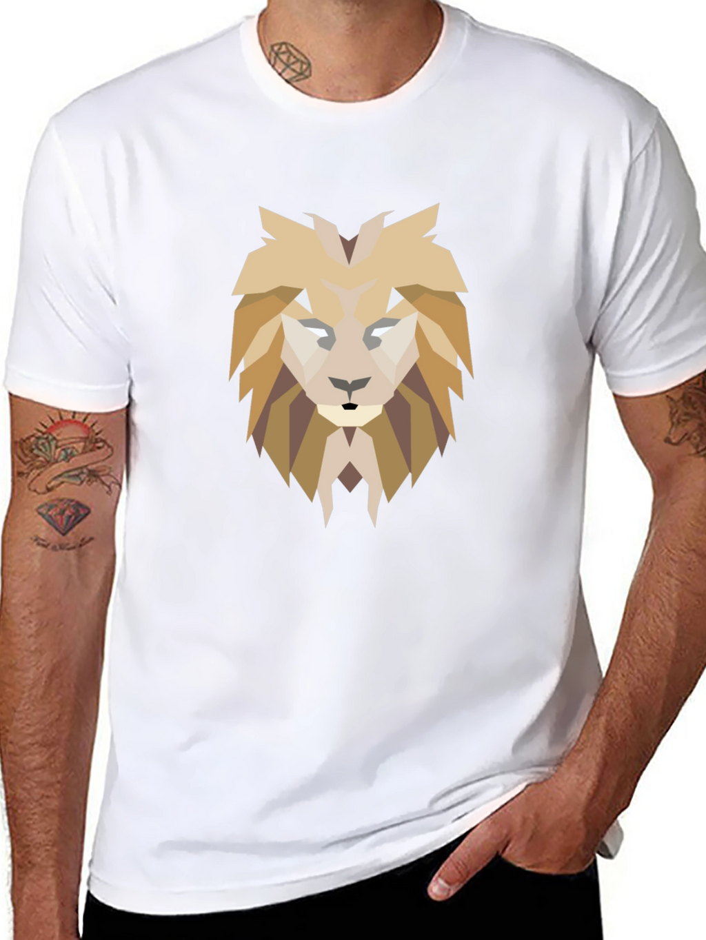 Geometric Lion Graphic Tee - Modern Style
