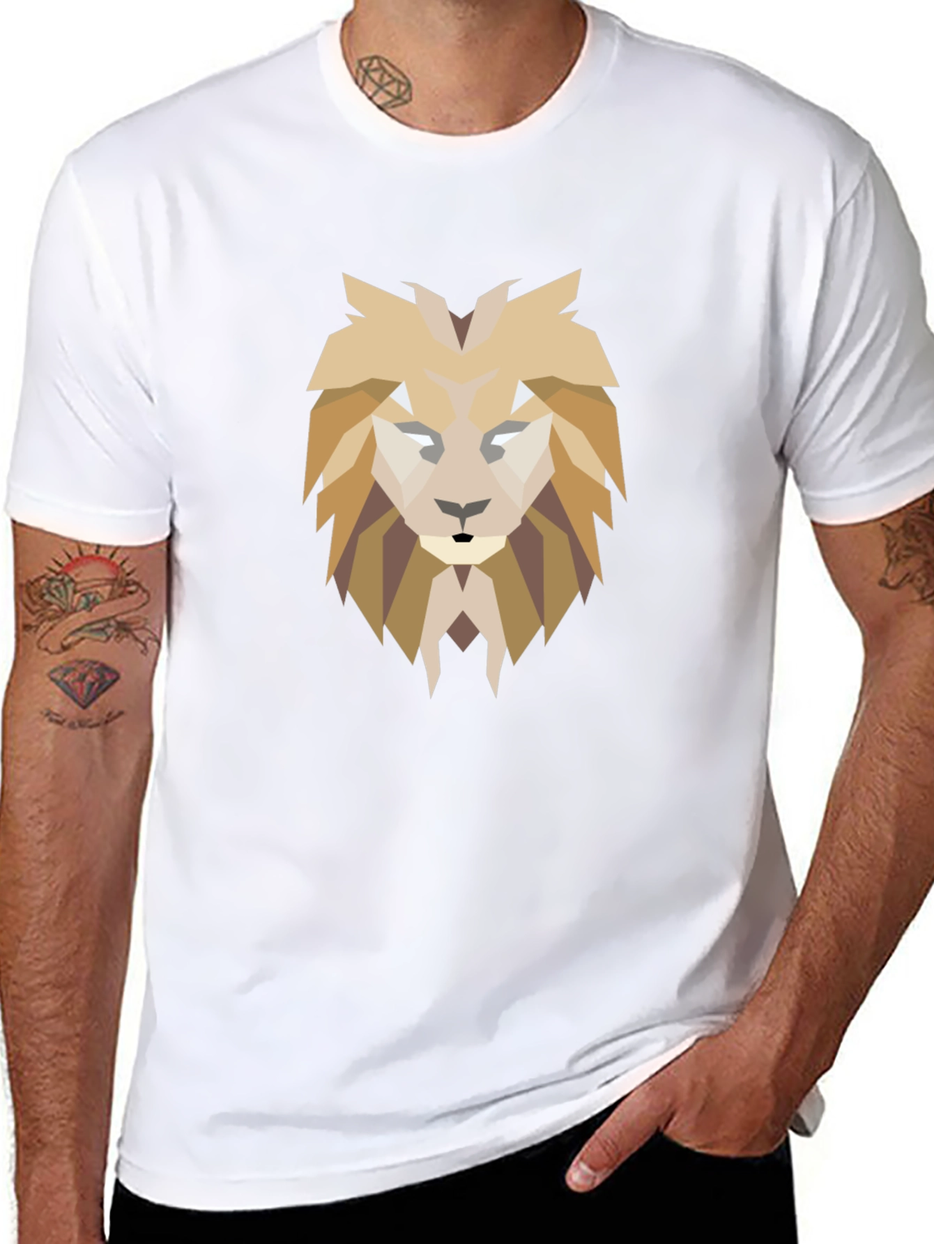 Geometric Lion Graphic Tee - Modern Style