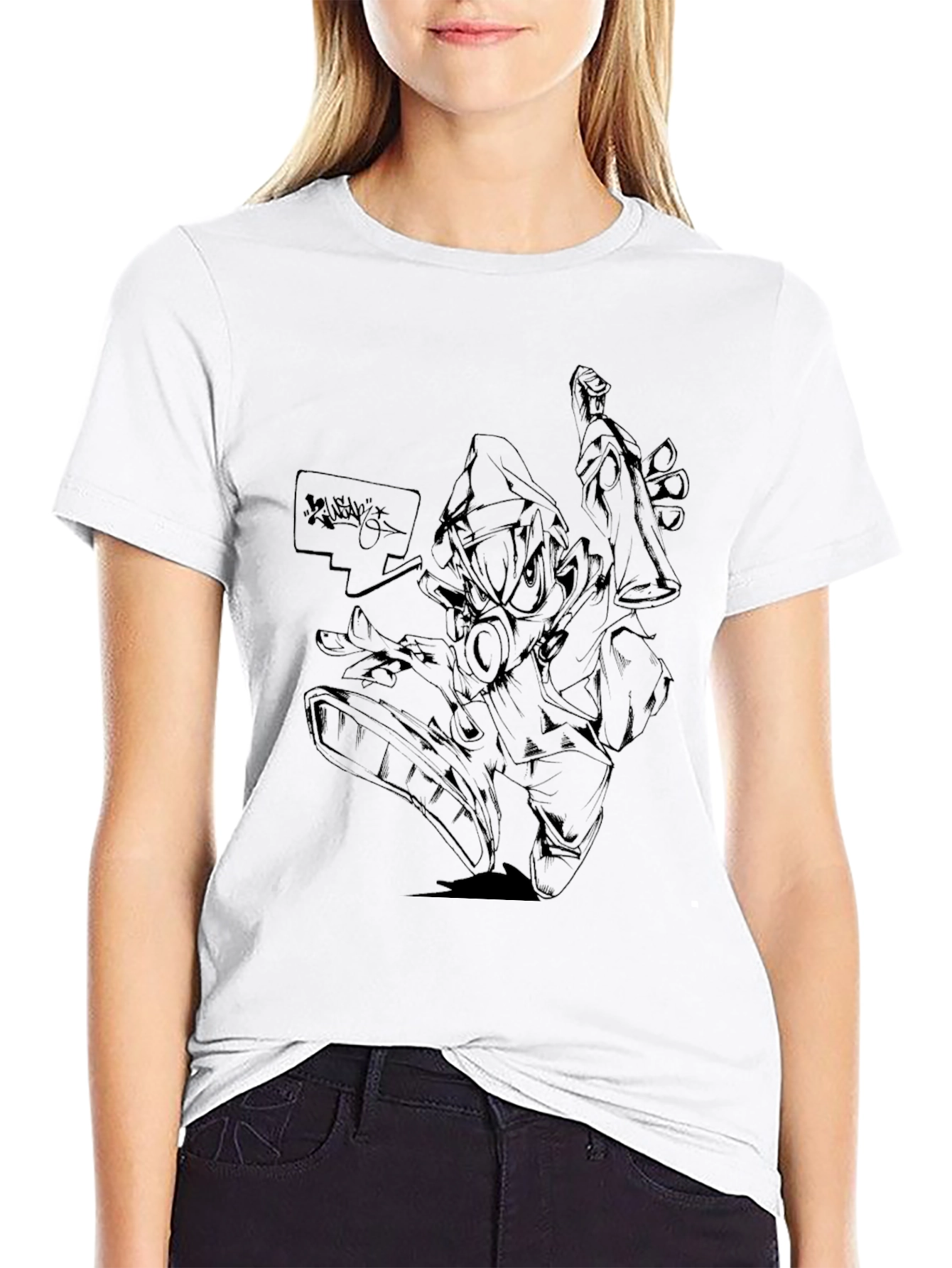 Graphic Print Black Tee