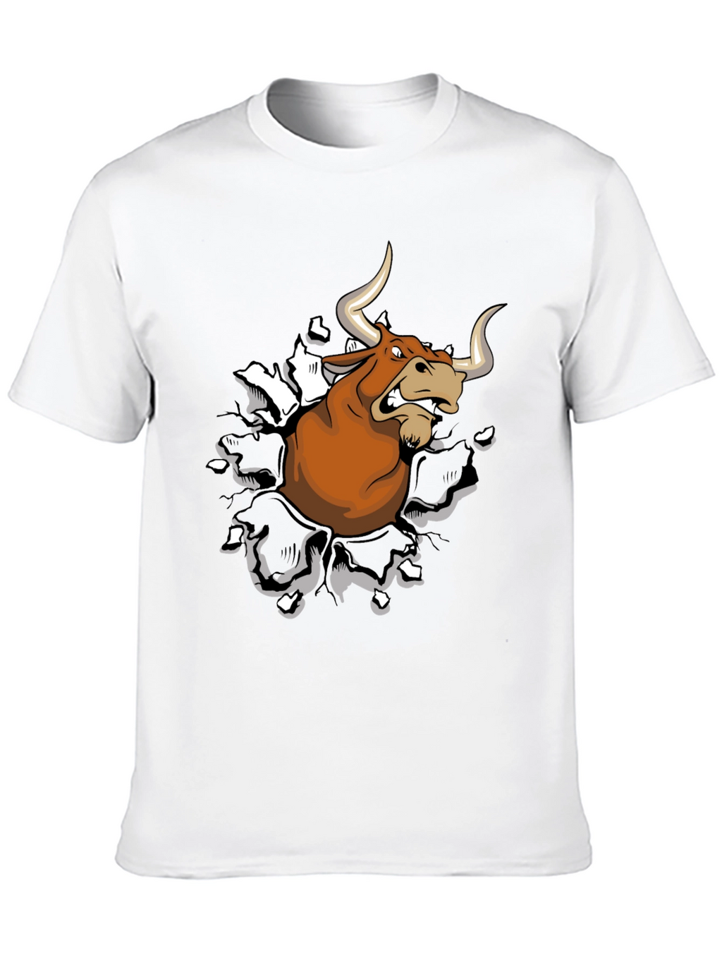 Mens Black T-Shirt with Cartoon Bull Graphic