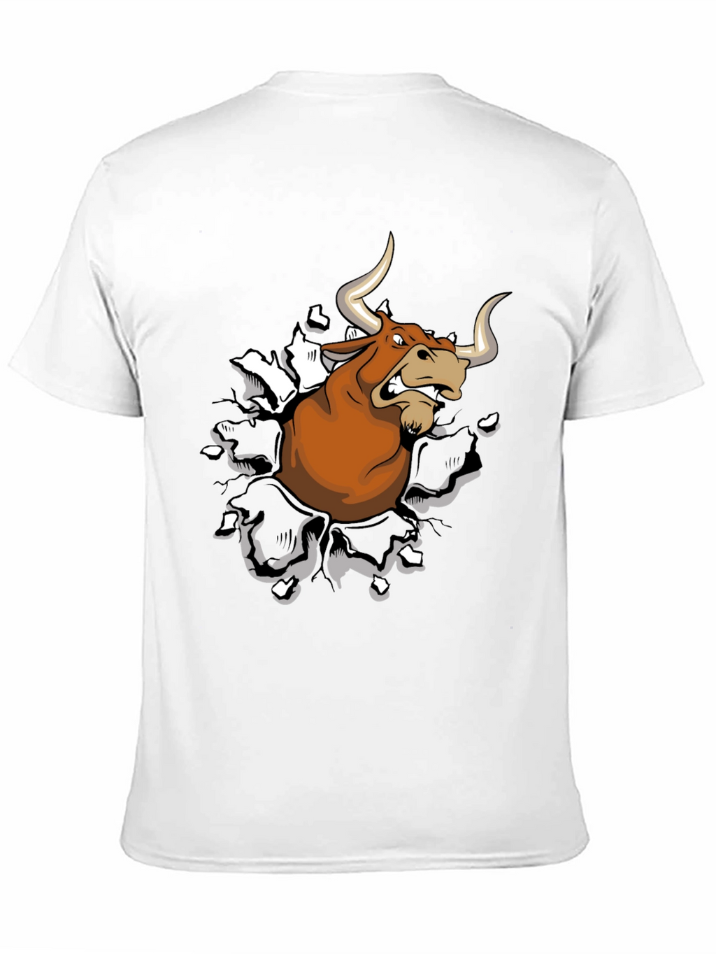 Mens Black T-Shirt with Cartoon Bull Graphic