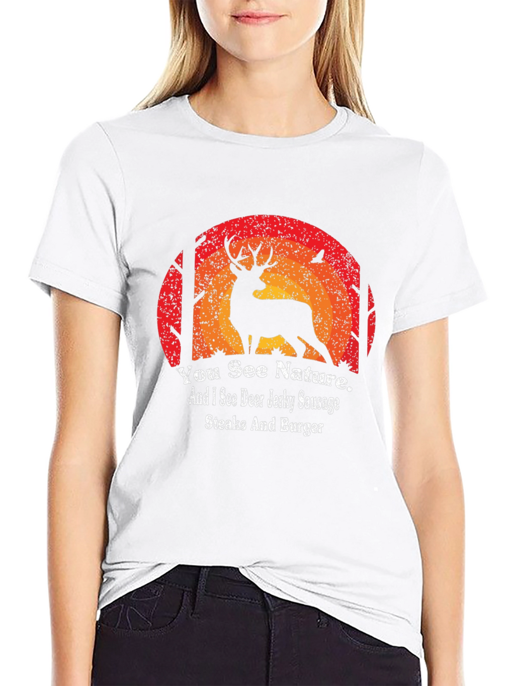 Hunting T-Shirt: Deer Jerky Sausage Steaks and Burger