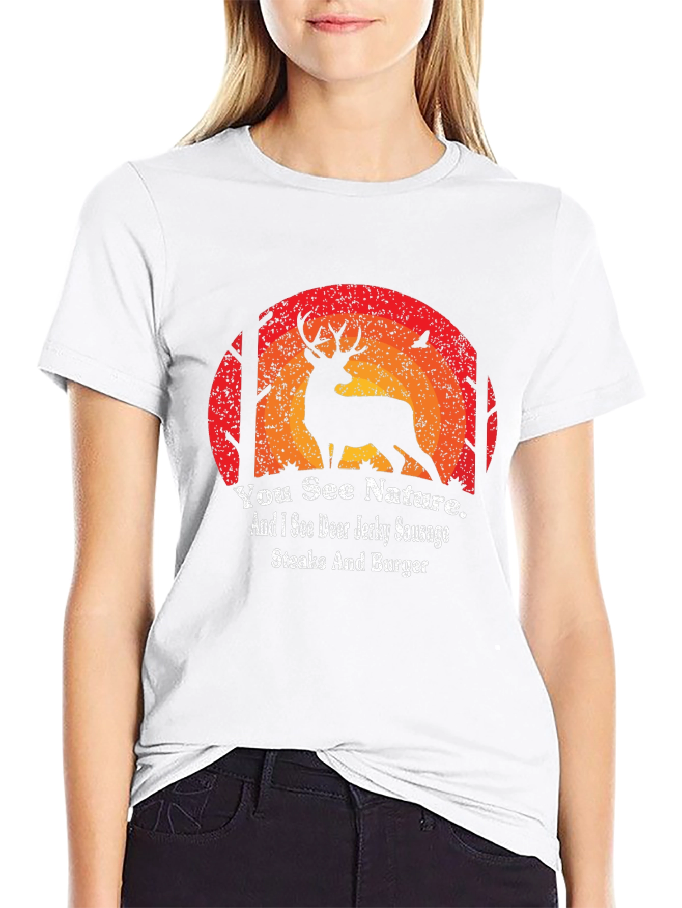 Hunting T-Shirt: Deer Jerky Sausage Steaks and Burger