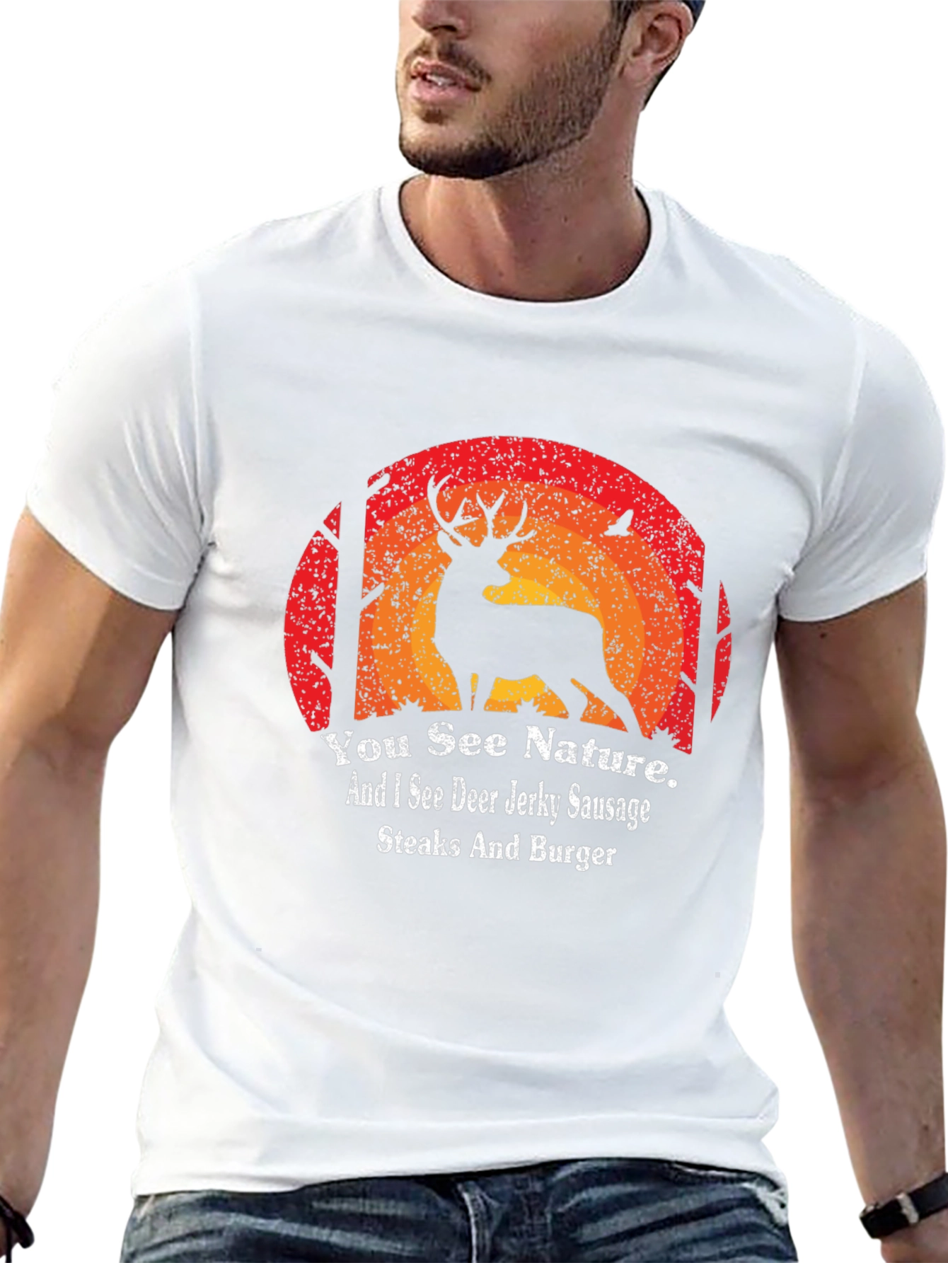 Hunting T-Shirt: Deer Jerky Sausage Steaks and Burger