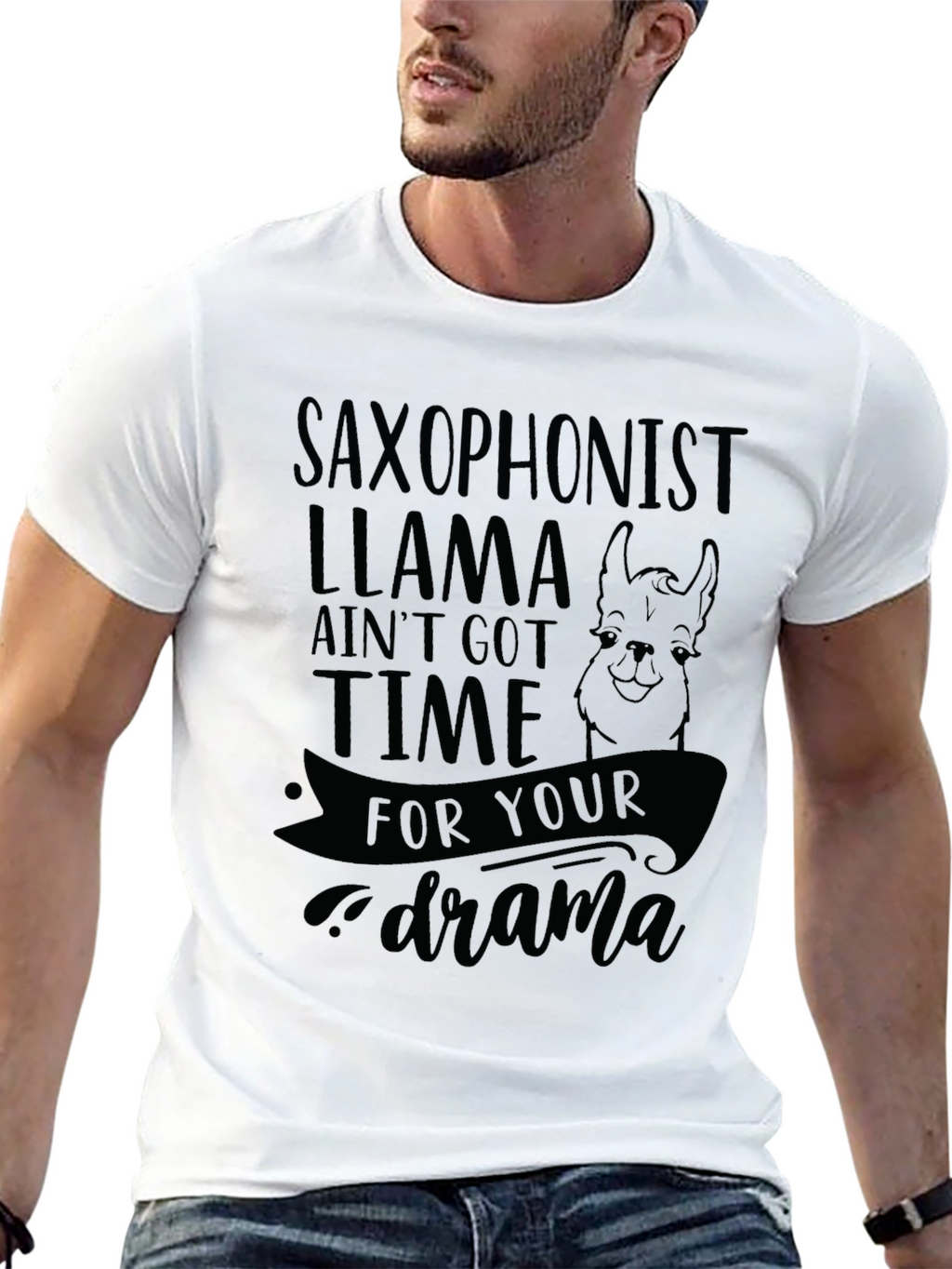 Saxophonist Llama Graphic T-Shirt - No Drama