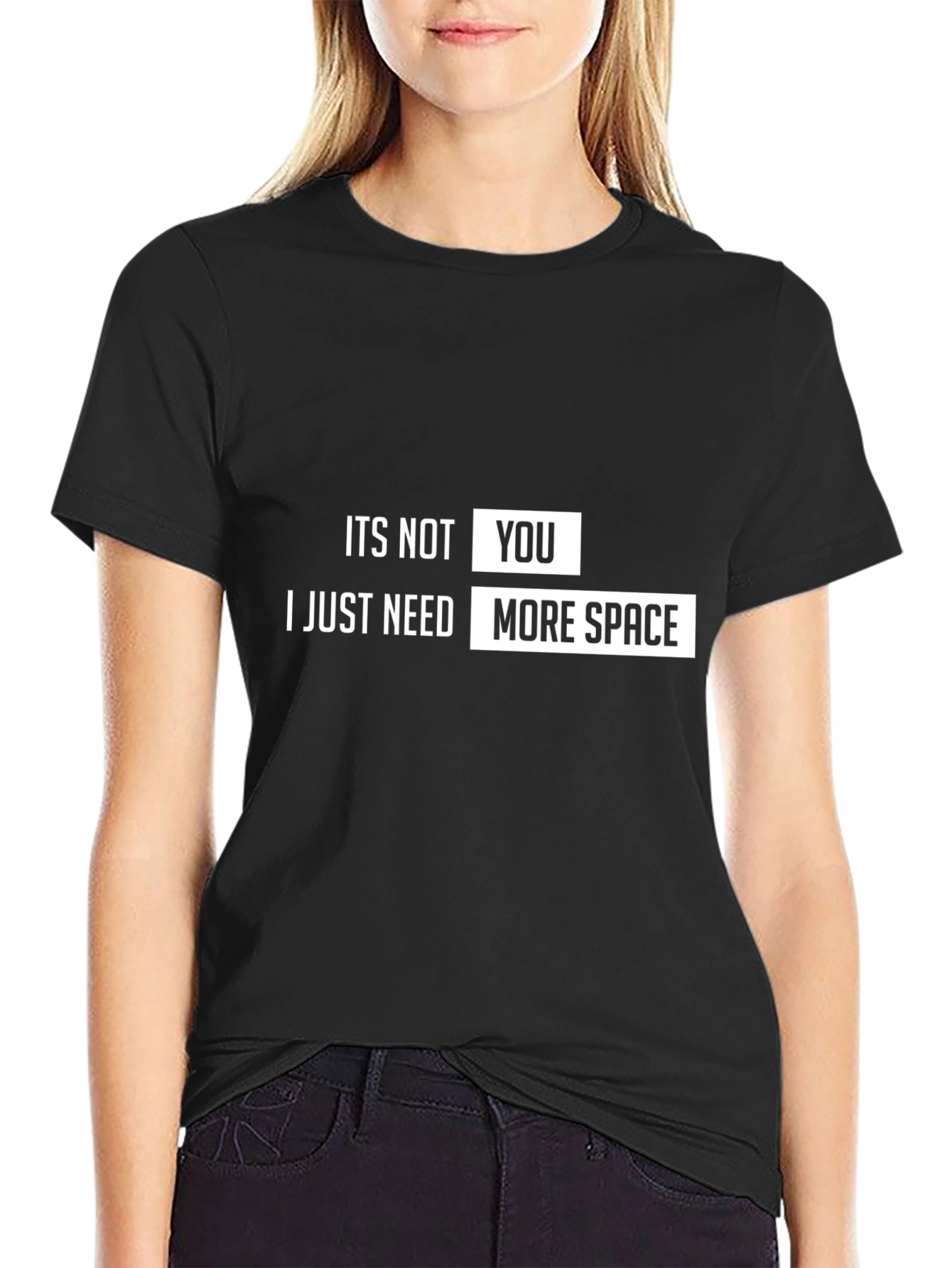 Funny More Space Graphic Tee - Black Cotton