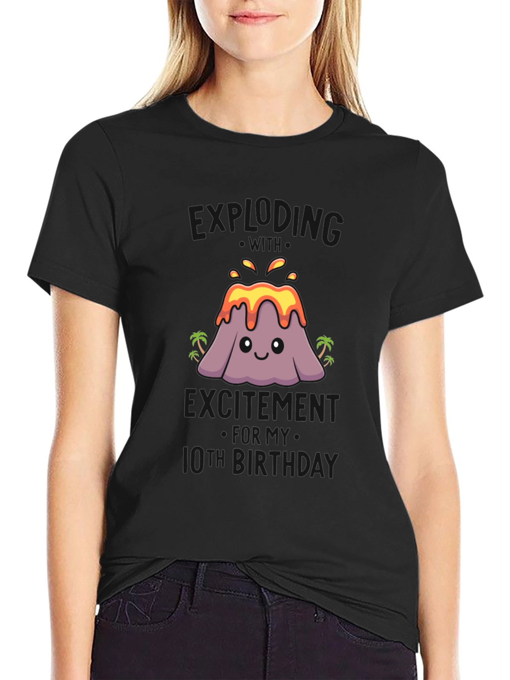Volcano 10th Birthday Black T-Shirt