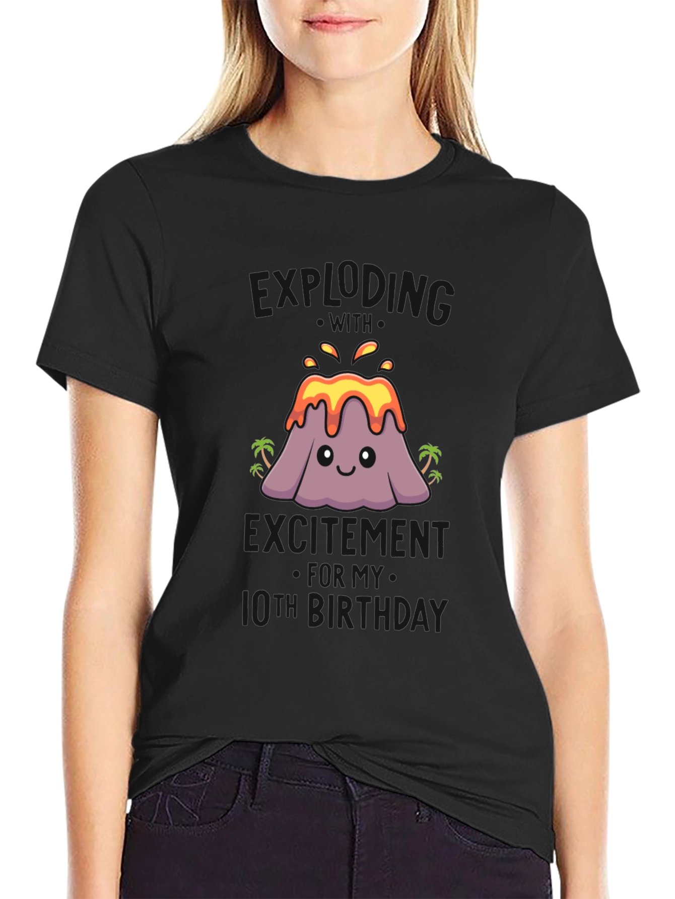 Volcano 10th Birthday Black T-Shirt