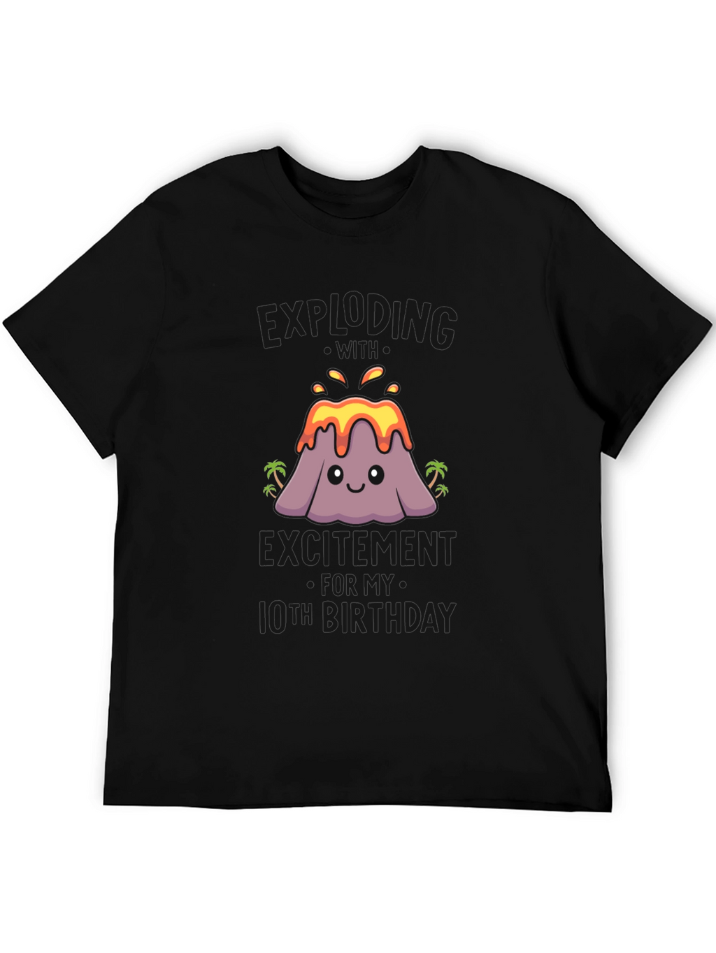 Volcano 10th Birthday Black T-Shirt