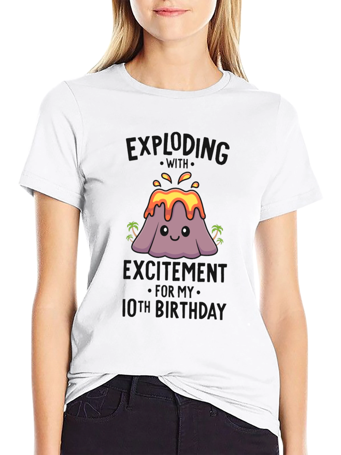 Volcano 10th Birthday Black T-Shirt
