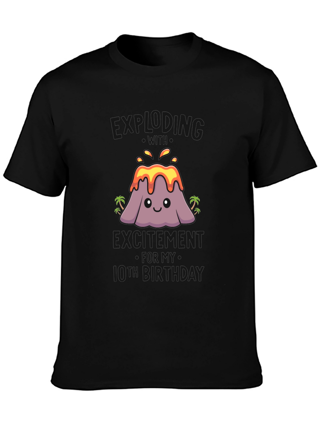 Volcano 10th Birthday Black T-Shirt