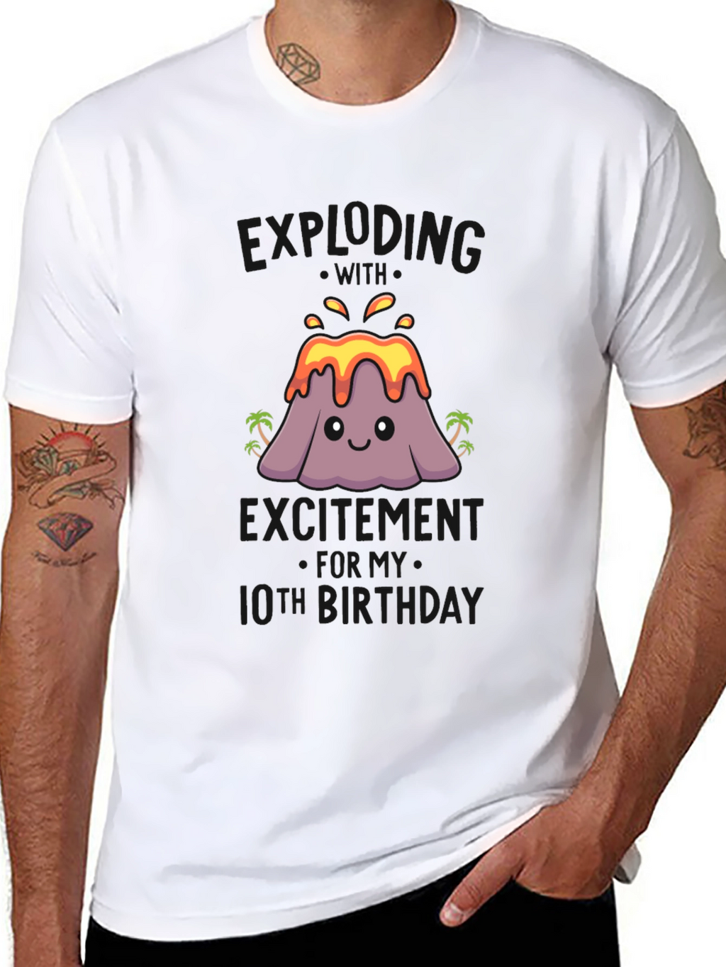 Volcano 10th Birthday Black T-Shirt