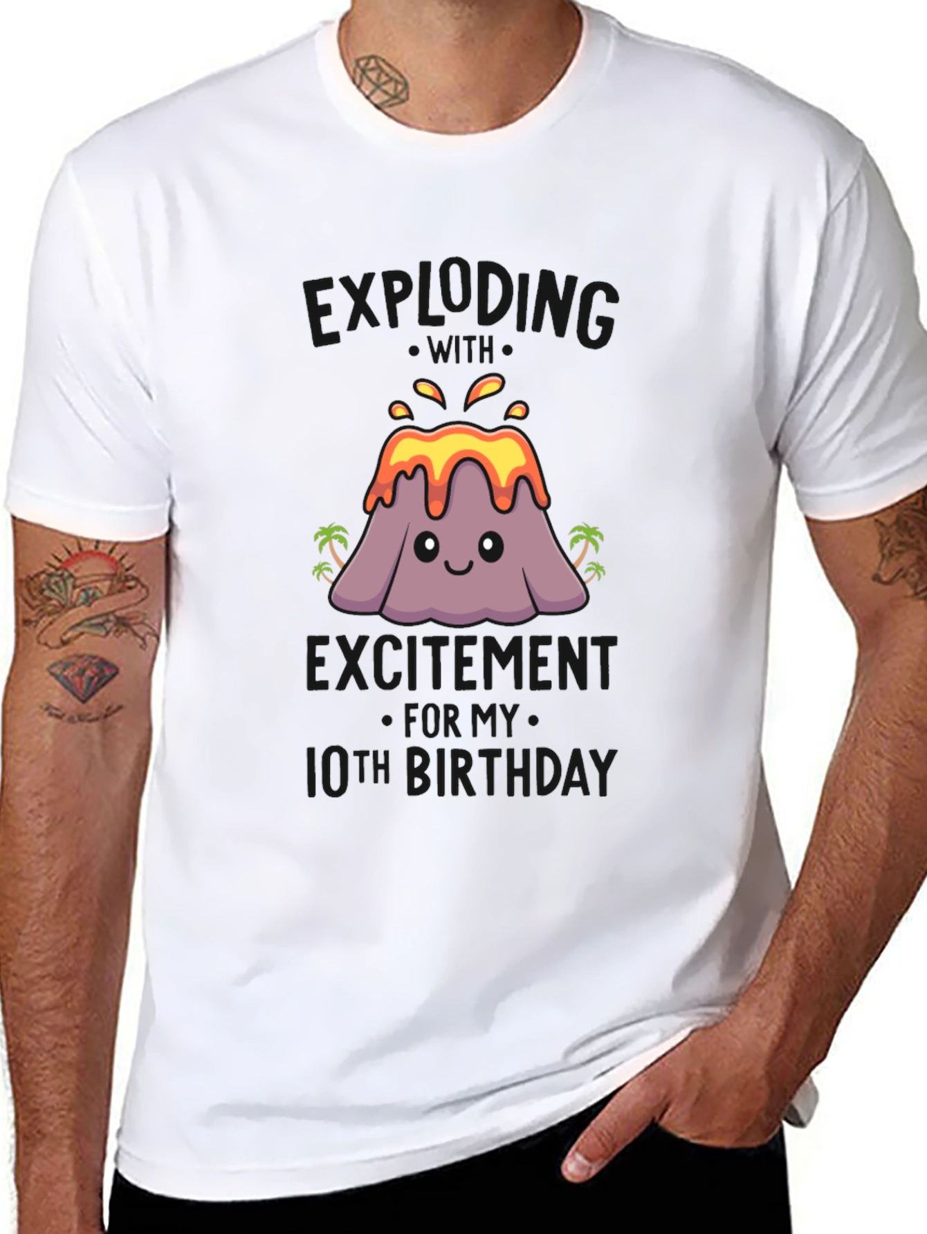 Volcano 10th Birthday Black T-Shirt
