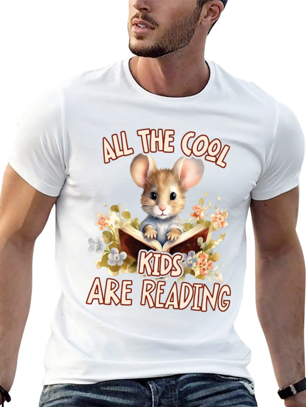 Cool Kids Reading Mouse Graphic T-Shirt