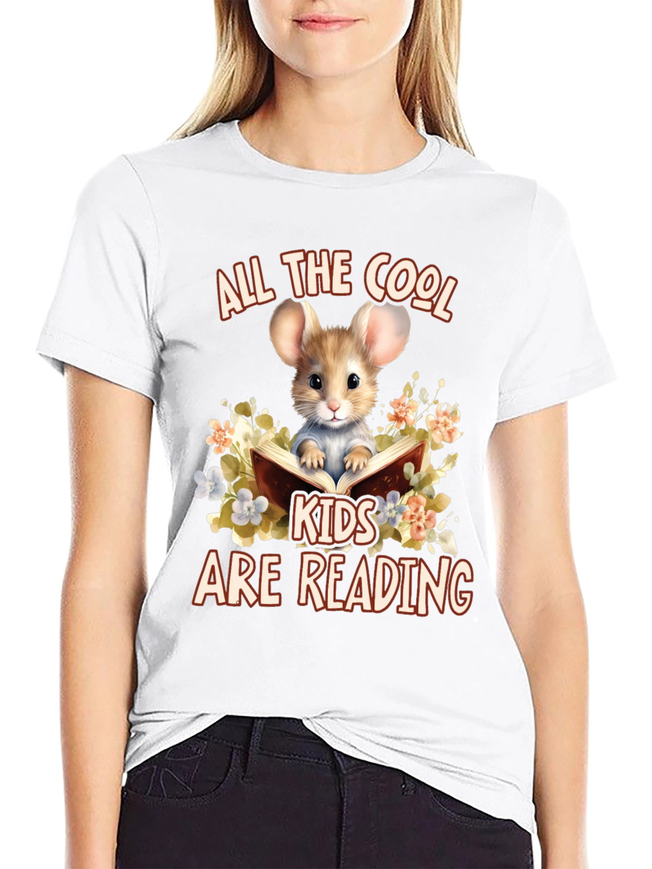 Cool Kids Reading Mouse Graphic T-Shirt