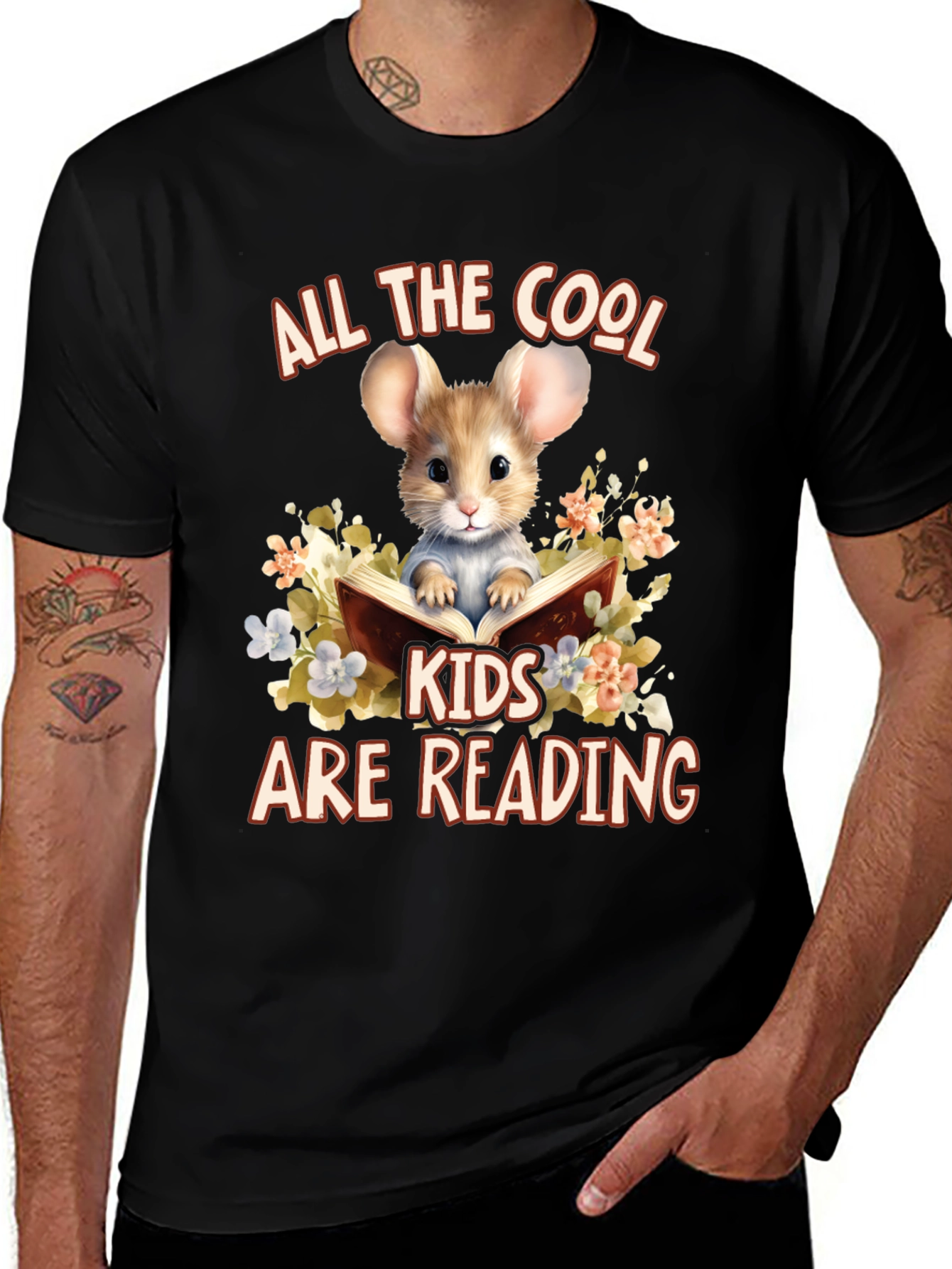 Cool Kids Reading Mouse Graphic T-Shirt