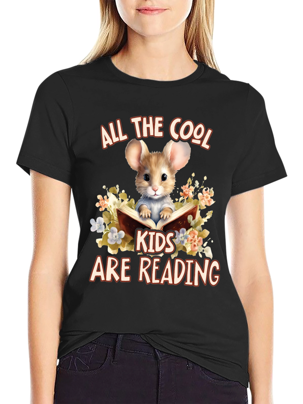 Cool Kids Reading Mouse Graphic T-Shirt