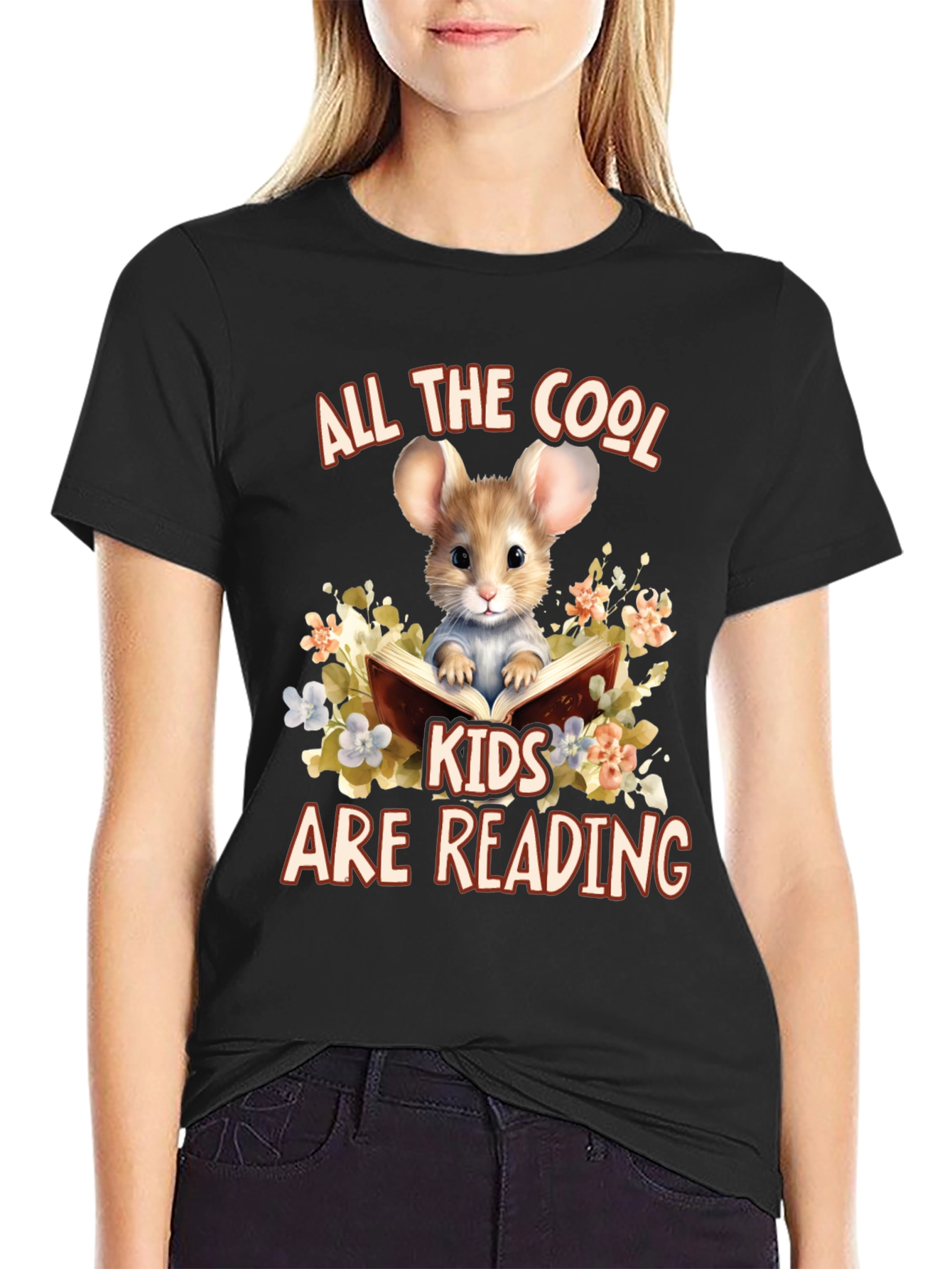 Cool Kids Reading Mouse Graphic T-Shirt