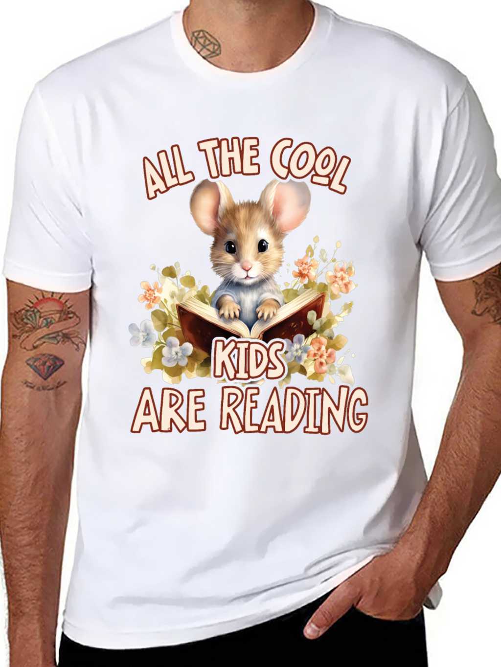 Cool Kids Reading Mouse Graphic T-Shirt