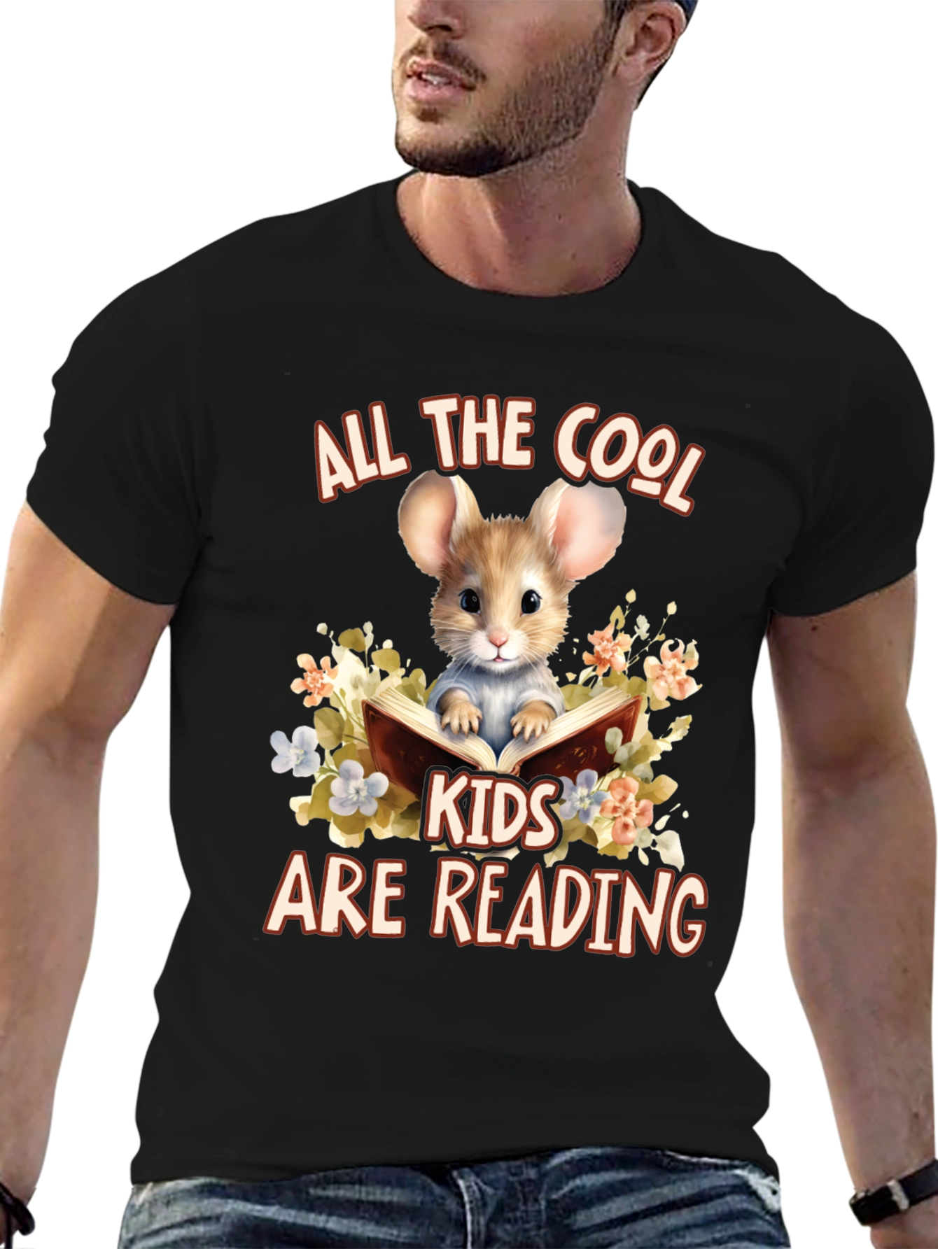 Cool Kids Reading Mouse Graphic T-Shirt