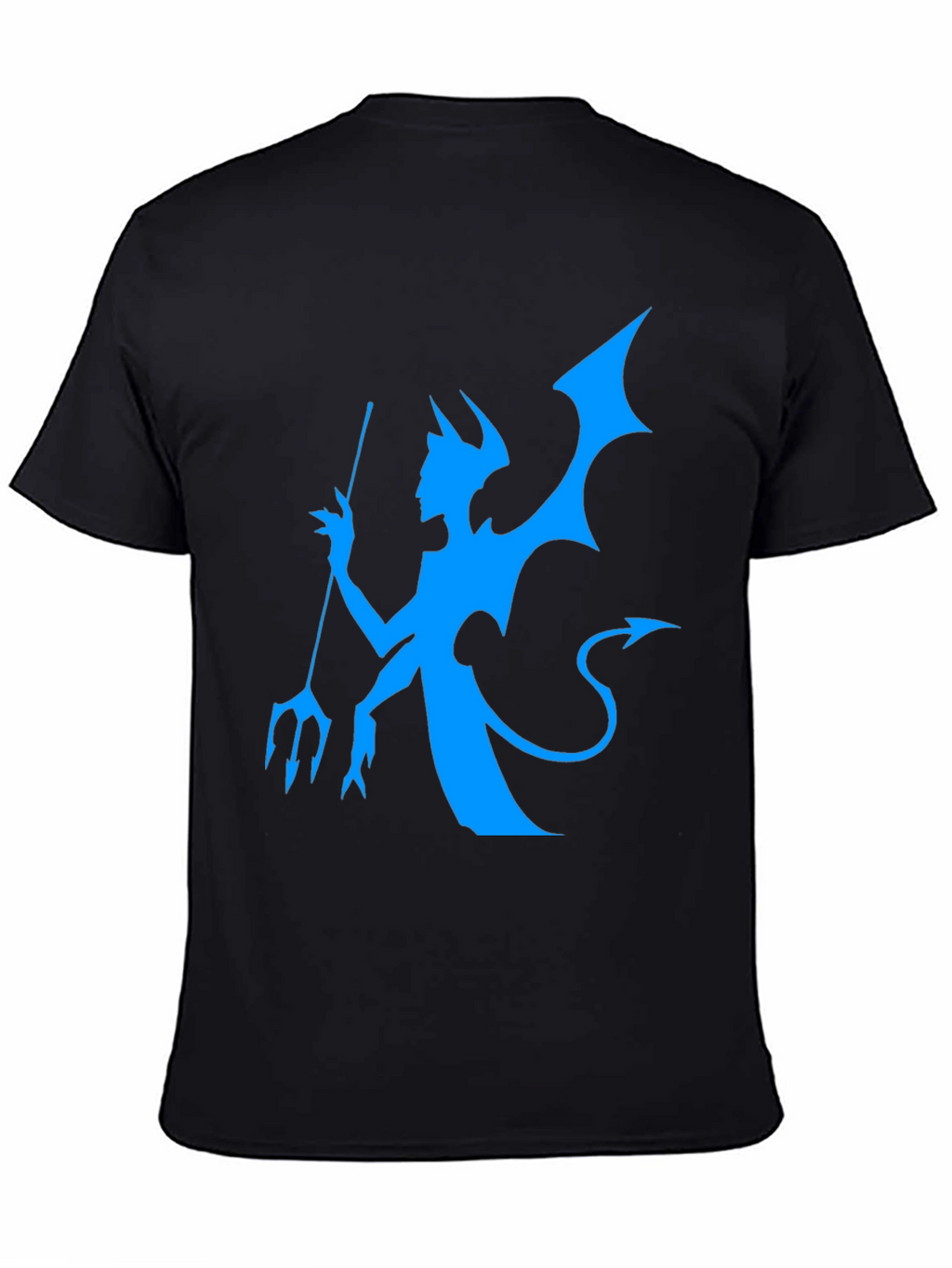 Black T-Shirt with Blue Devil Graphic