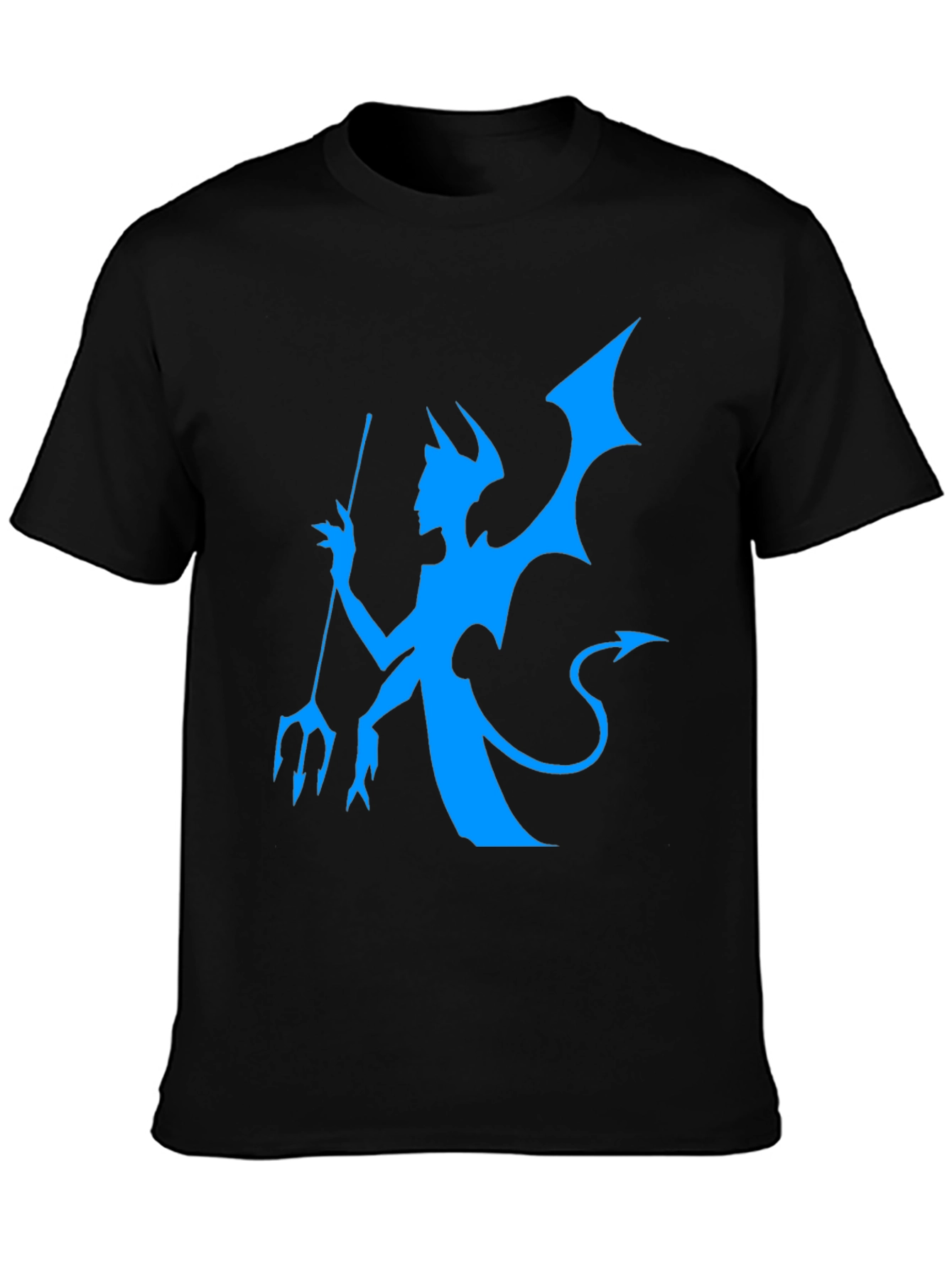 Black T-Shirt with Blue Devil Graphic