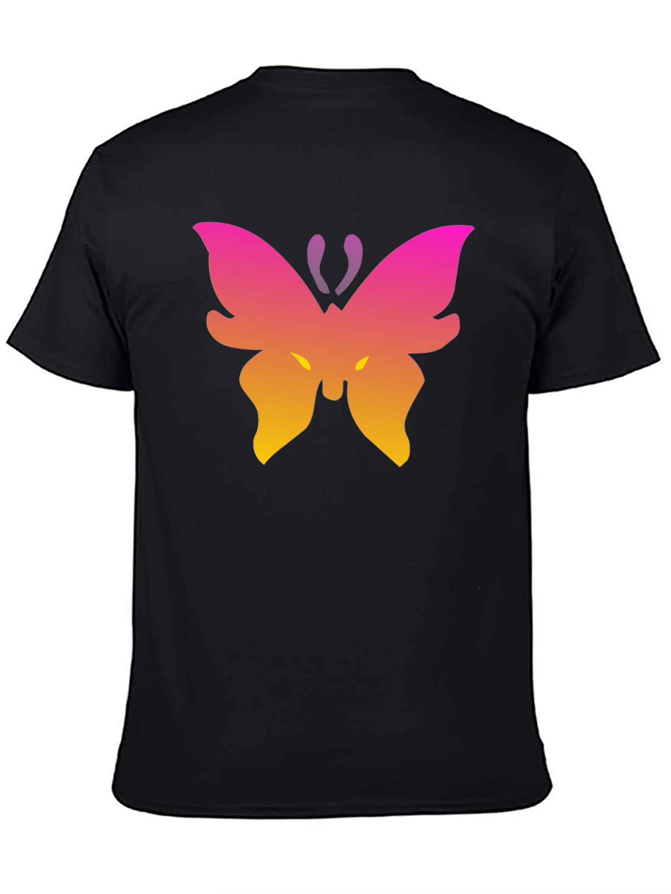 Gradient Butterfly Graphic Black T-Shirt
