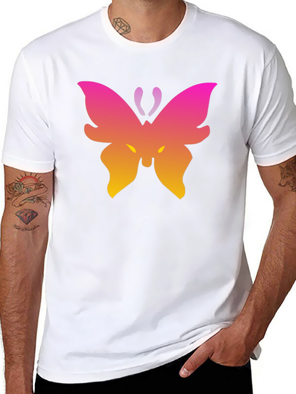 Gradient Butterfly Graphic Black T-Shirt