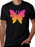 Gradient Butterfly Graphic Black T-Shirt