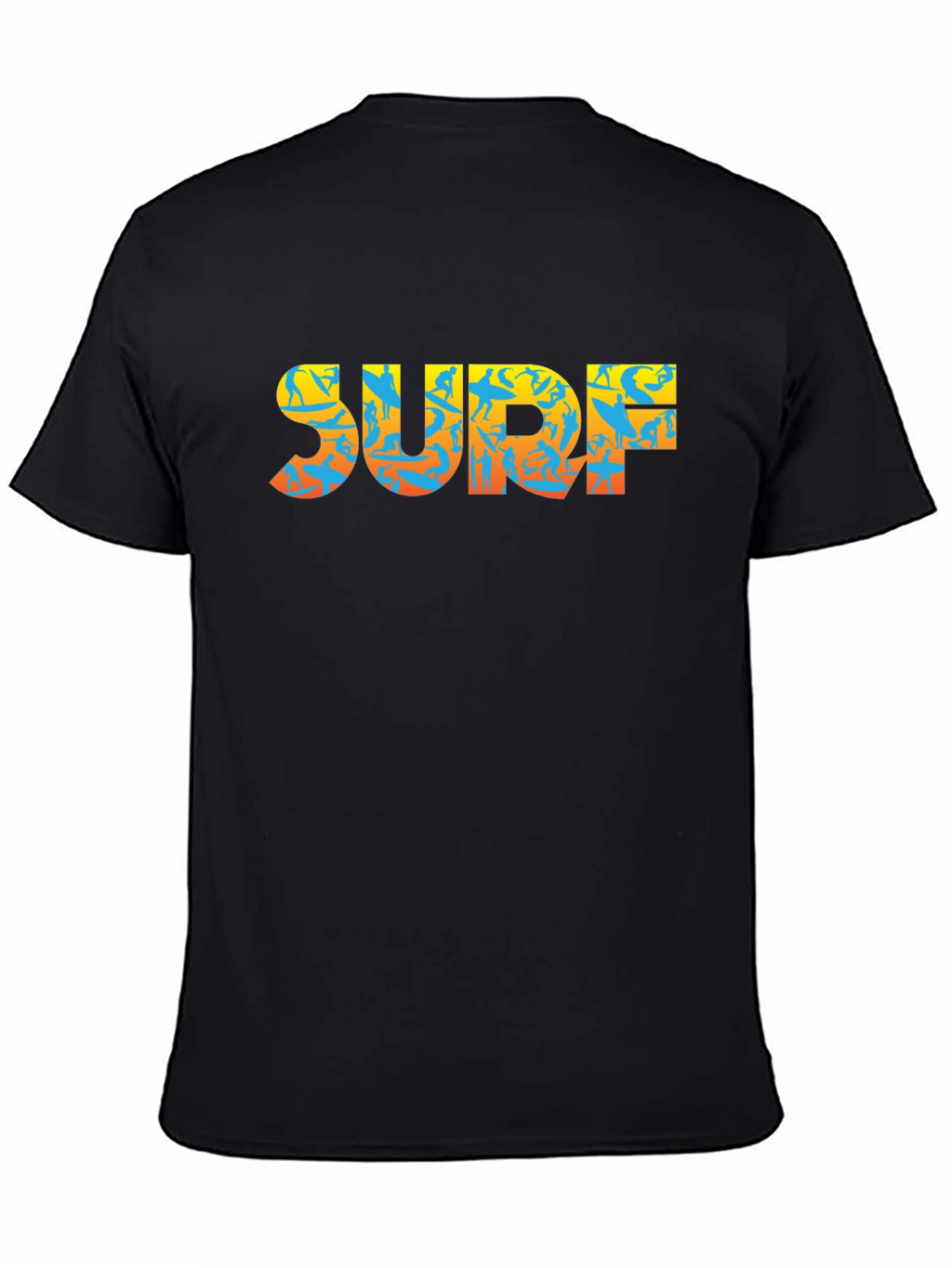 Surf Silhouette Graphic Tee - Black Cotton T-Shirt