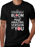Bloom Yourself Black Cotton Graphic Tee