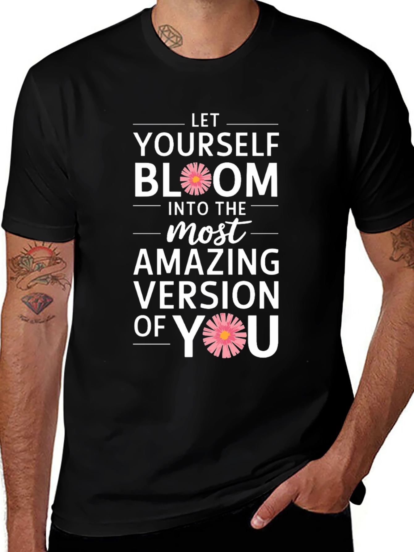 Bloom Yourself Black Cotton Graphic Tee