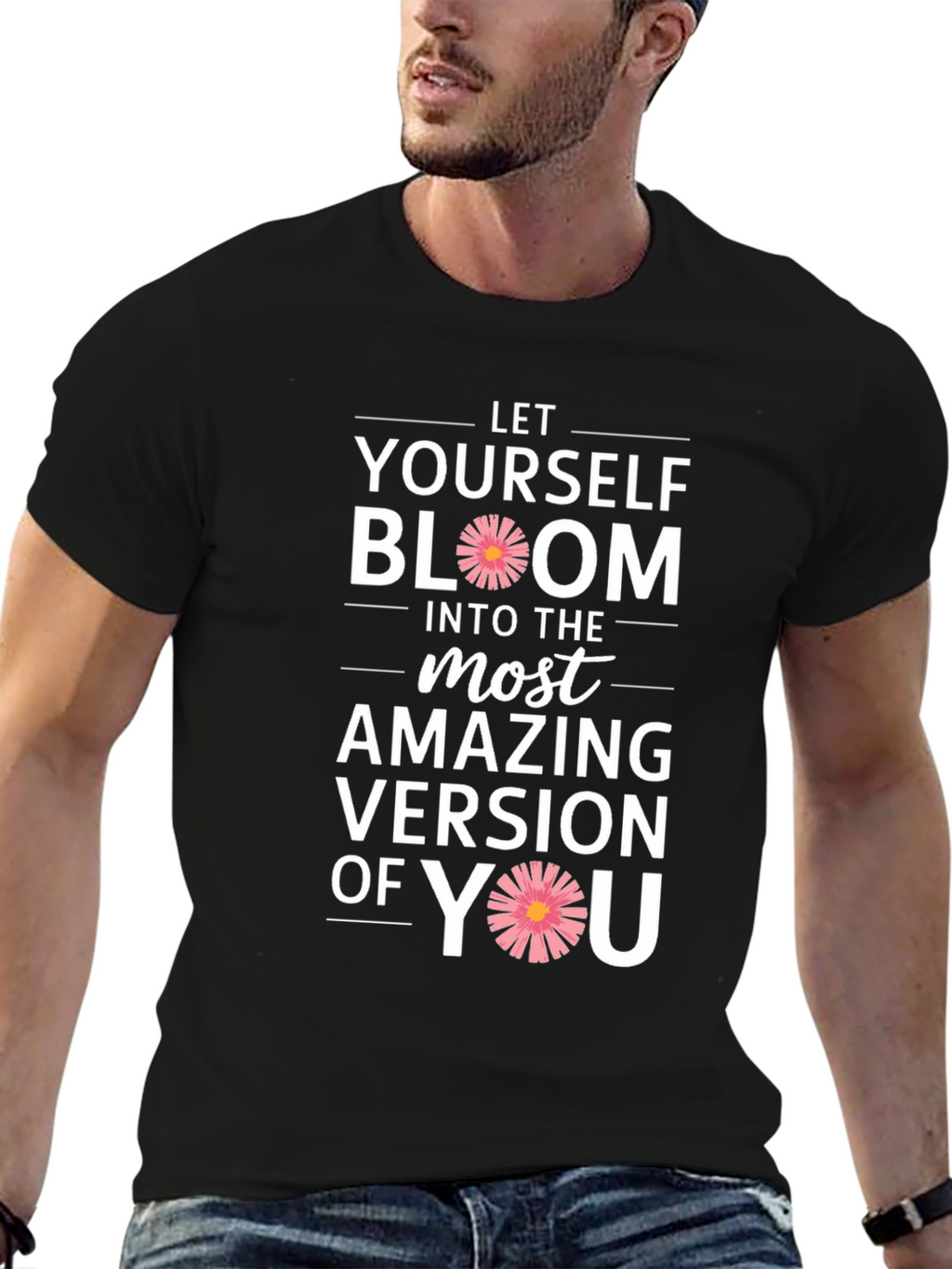 Bloom Yourself Black Cotton Graphic Tee