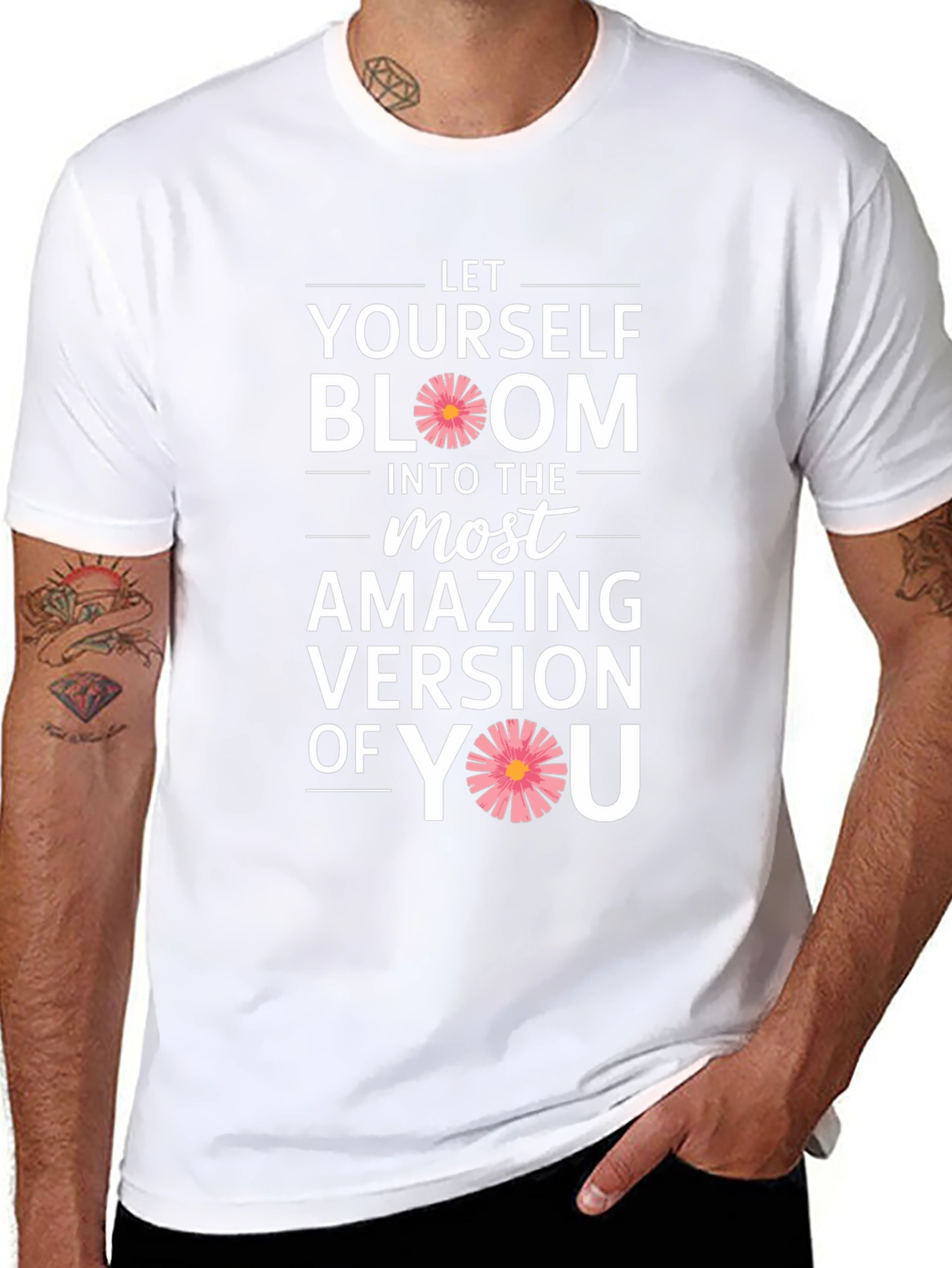 Bloom Yourself Black Cotton Graphic Tee