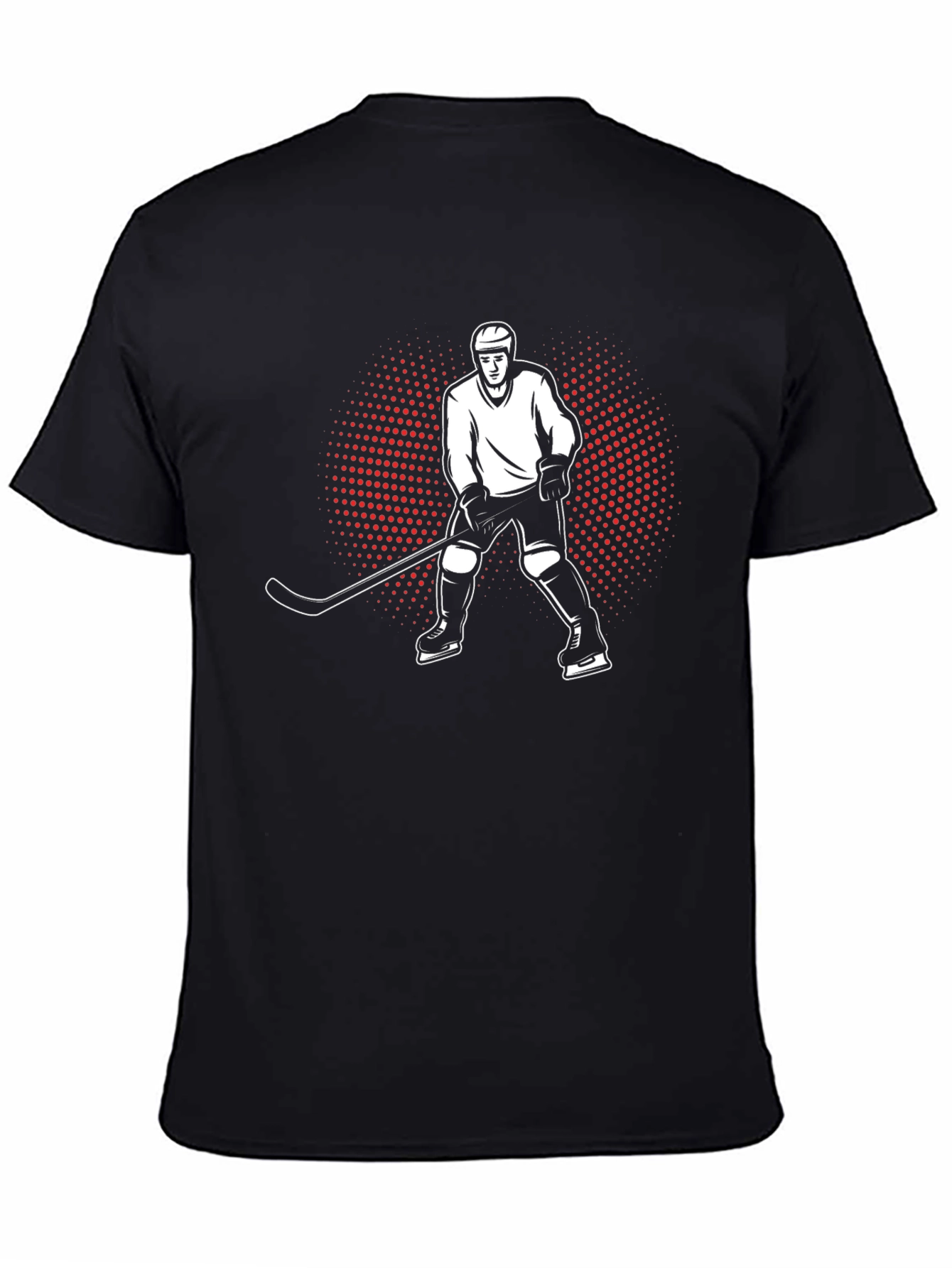 Hockey Player Graphic Tee - Black Cotton T-Shirt