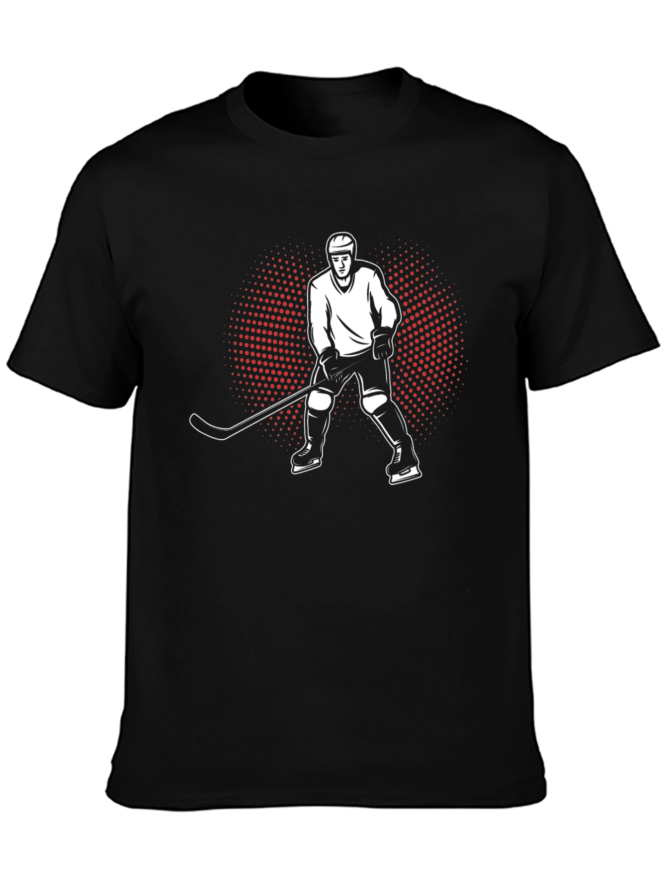Hockey Player Graphic Tee - Black Cotton T-Shirt