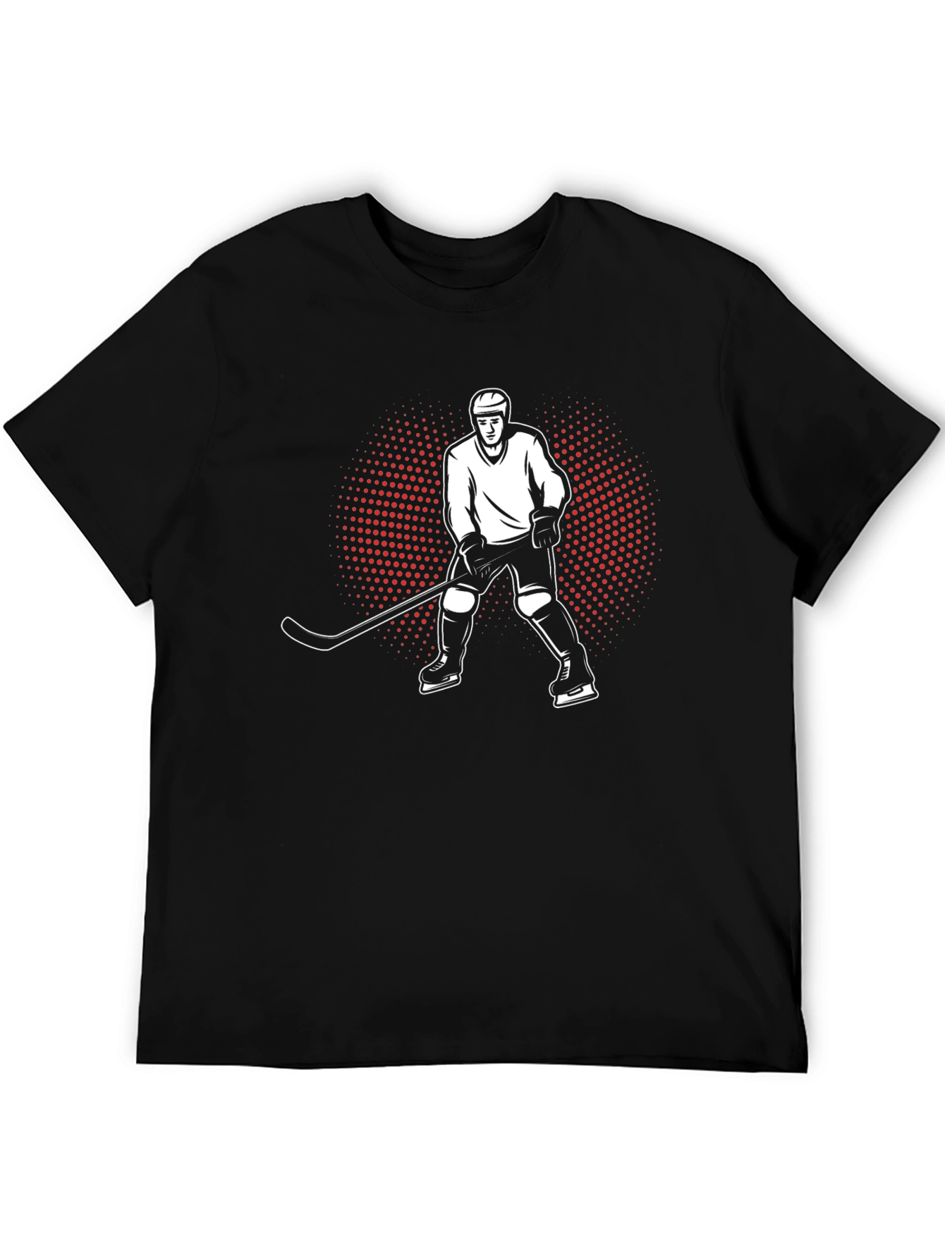 Hockey Player Graphic Tee - Black Cotton T-Shirt