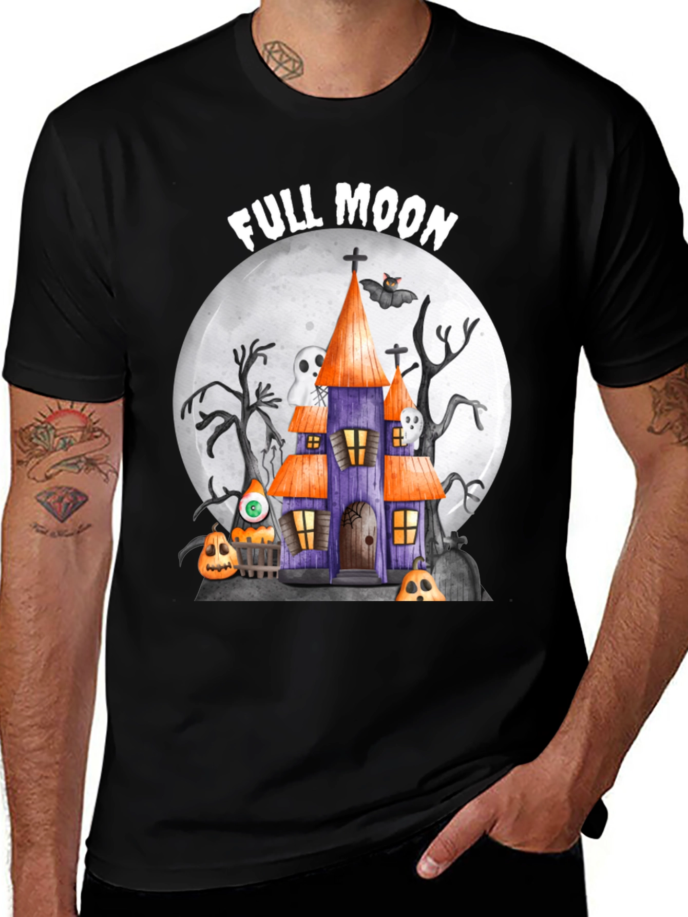 Full Moon Halloween House T-Shirt