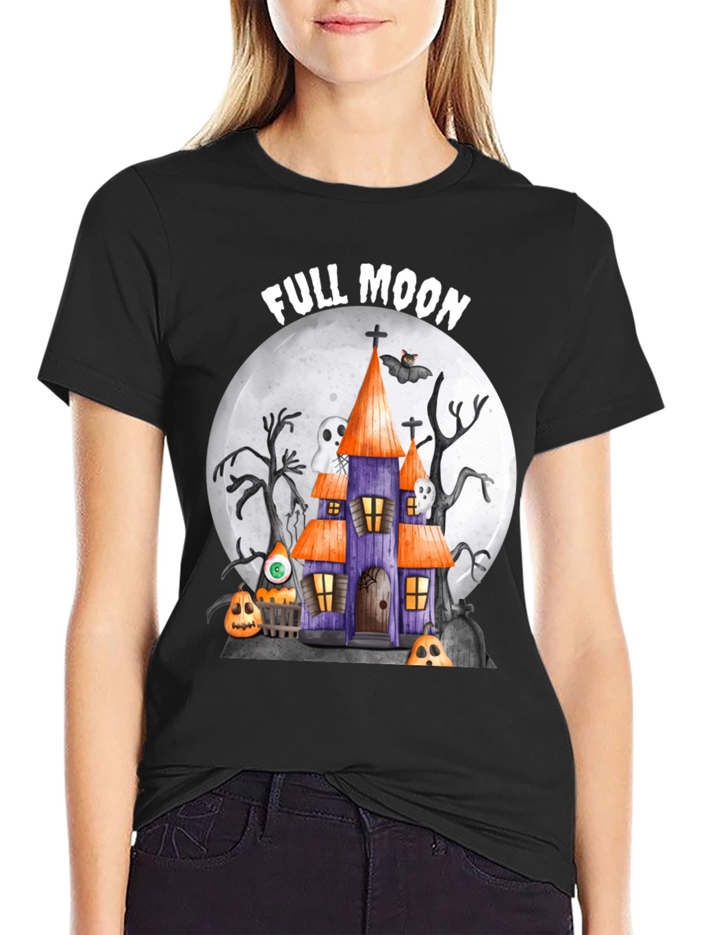 Full Moon Halloween House T-Shirt