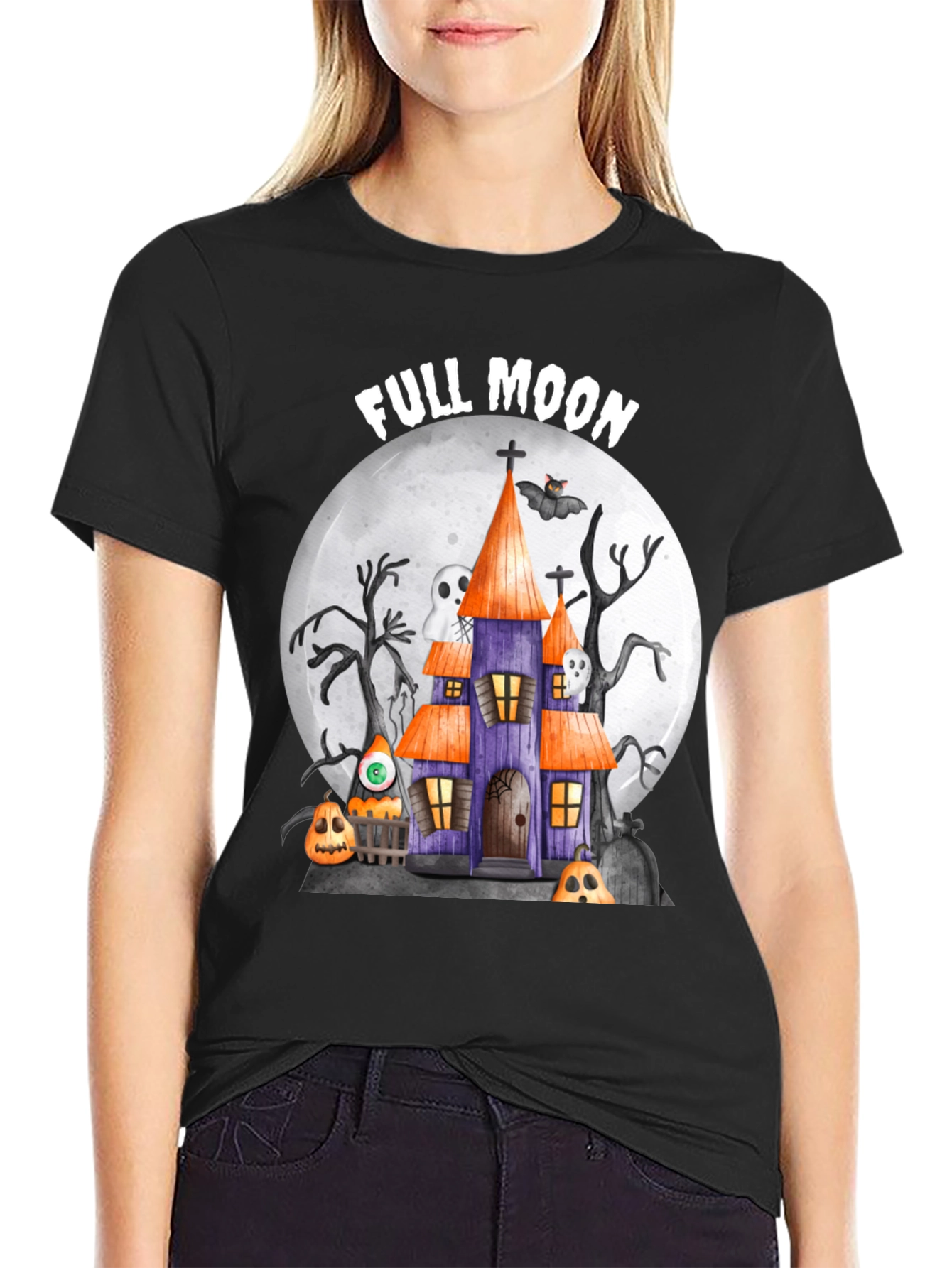 Full Moon Halloween House T-Shirt
