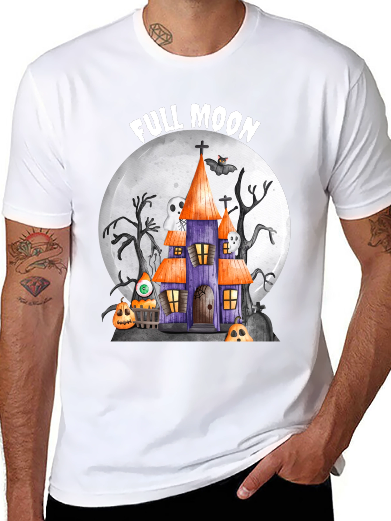 Full Moon Halloween House T-Shirt