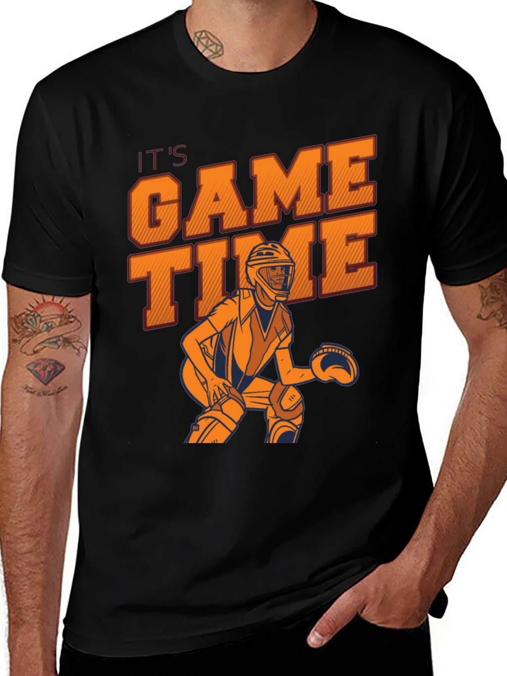 Its Game Time Black Graphic Tee