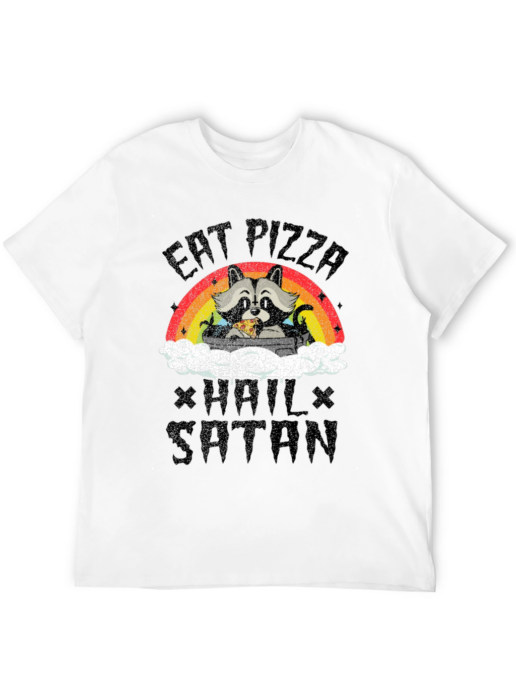 Eat Pizza Hail Satan Raccoon T-Shirt