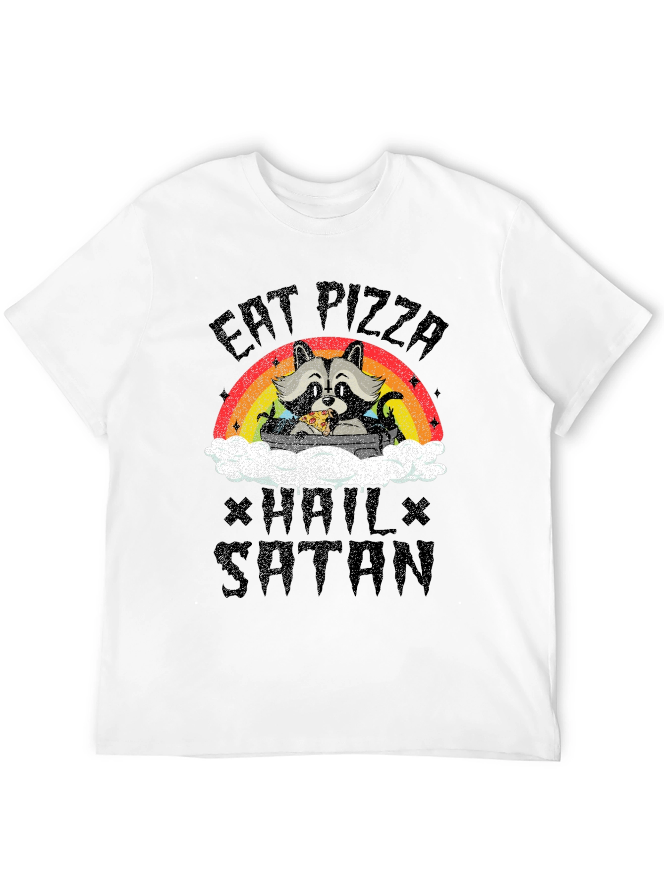Eat Pizza Hail Satan Raccoon T-Shirt