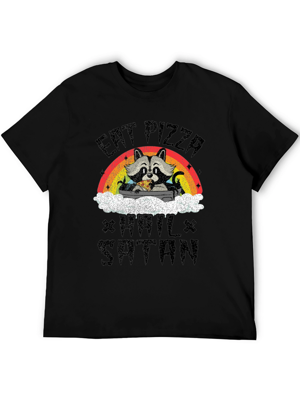Eat Pizza Hail Satan Raccoon T-Shirt