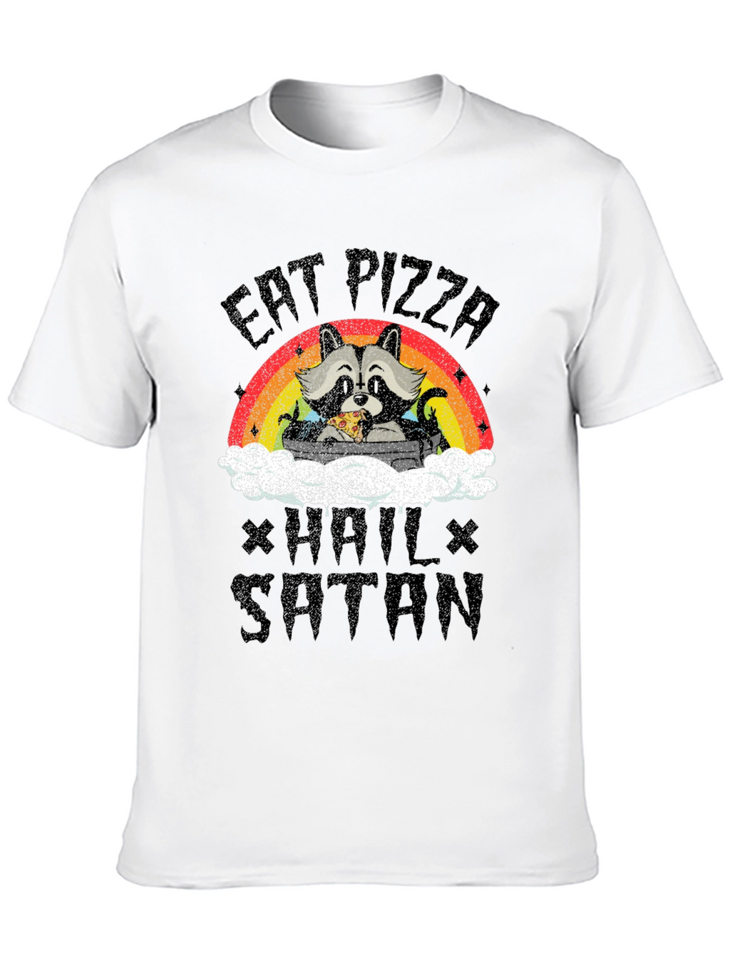 Eat Pizza Hail Satan Raccoon T-Shirt