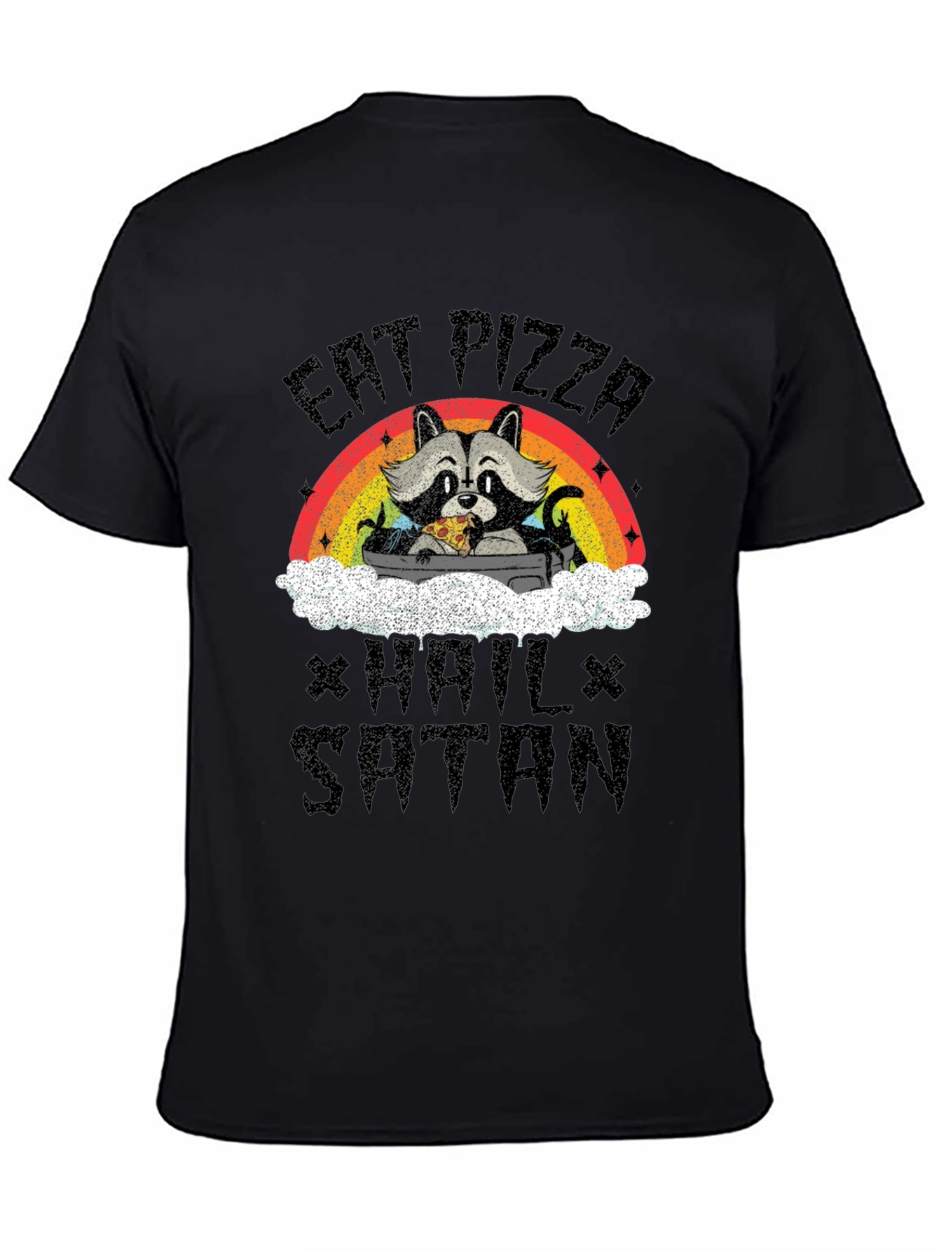 Eat Pizza Hail Satan Raccoon T-Shirt