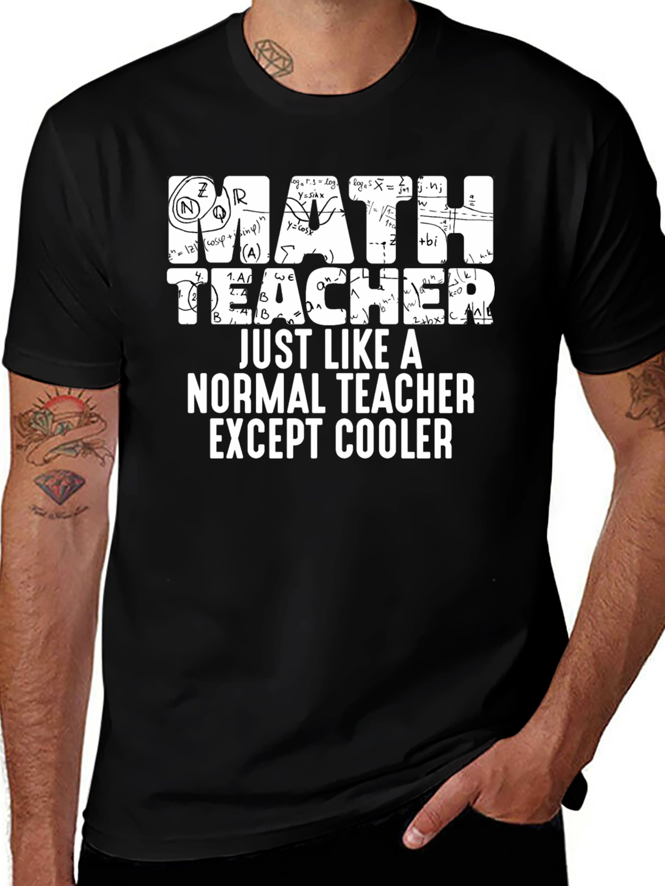 Math Teacher Cool Black T-Shirt