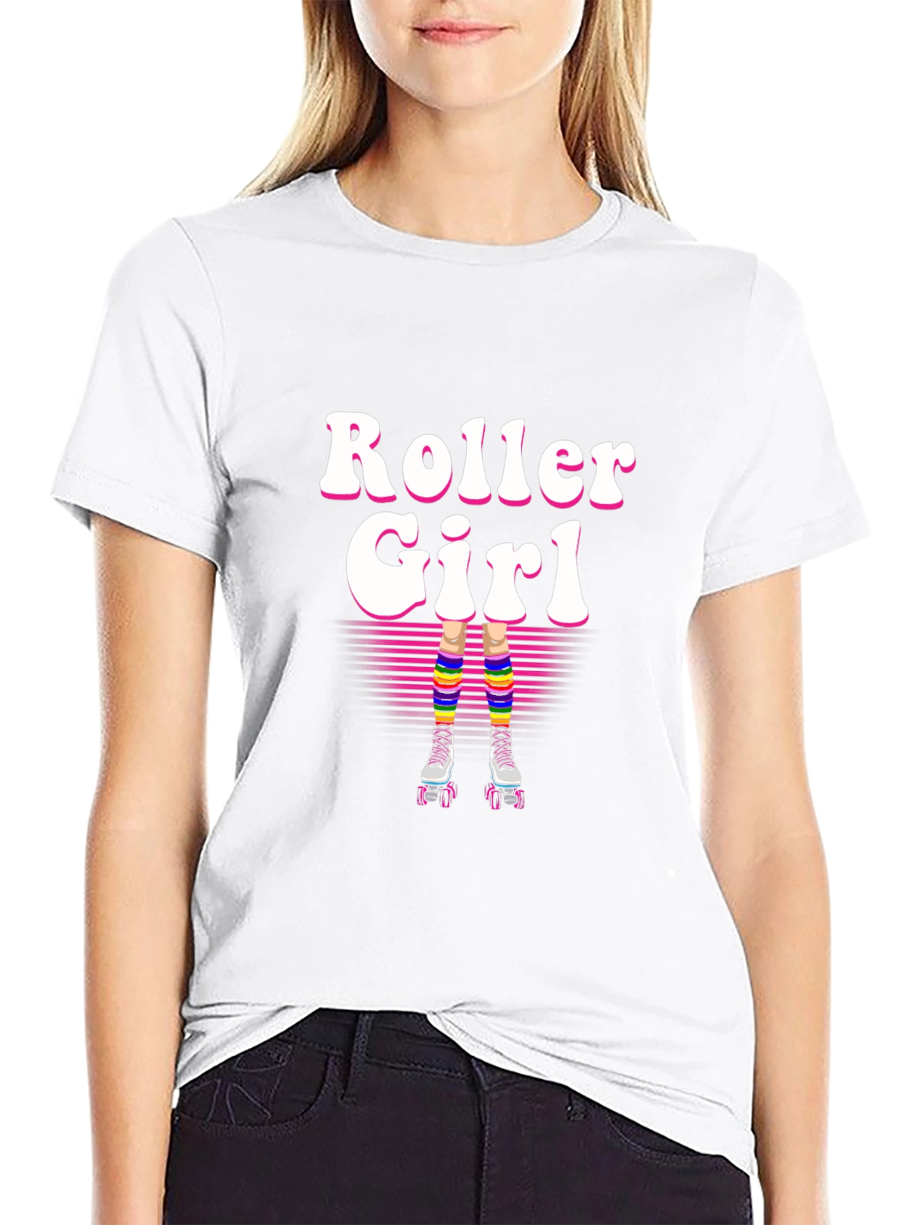 Retro Roller Girl T-Shirt - 80s Style!